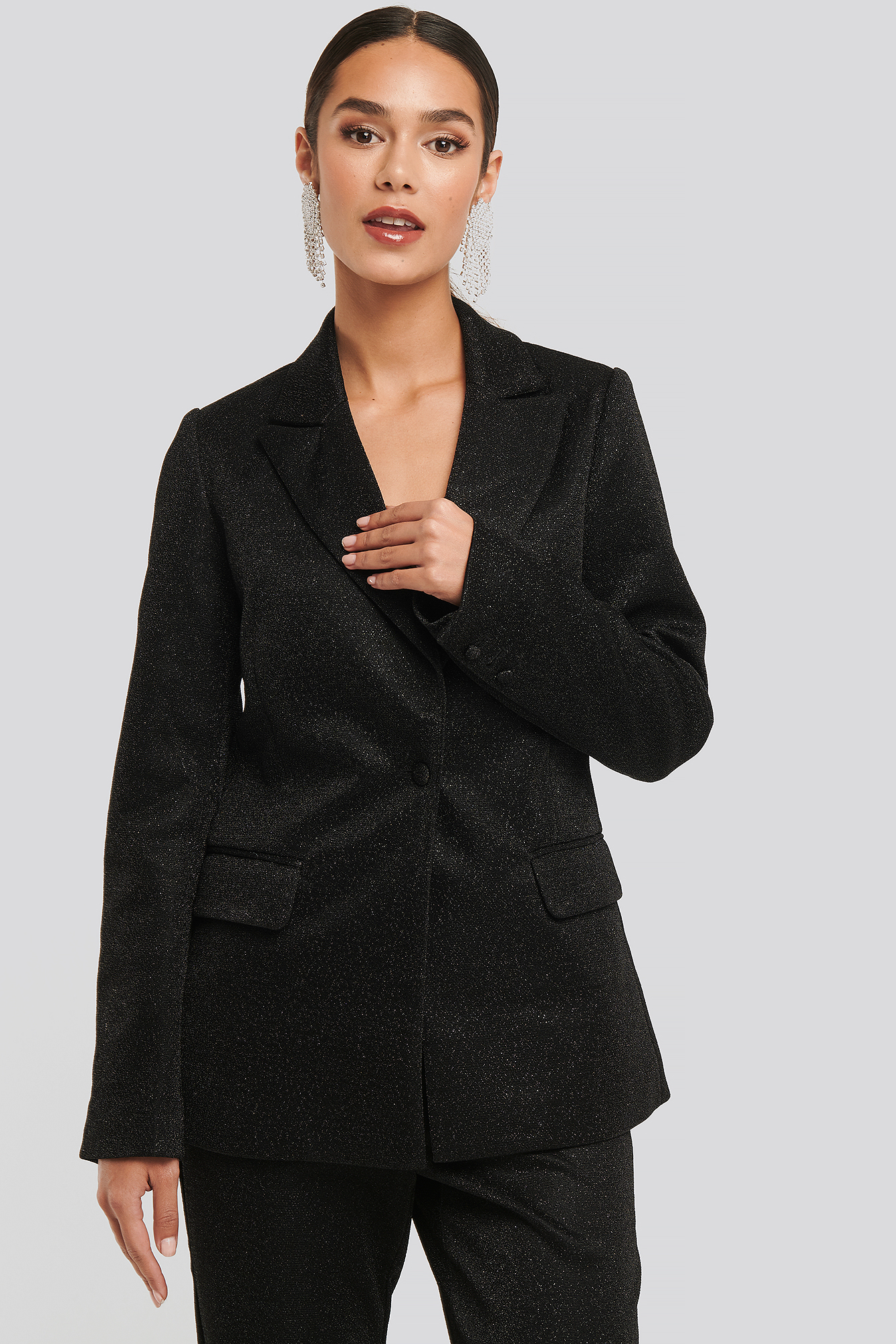 Glittery Blazer Black