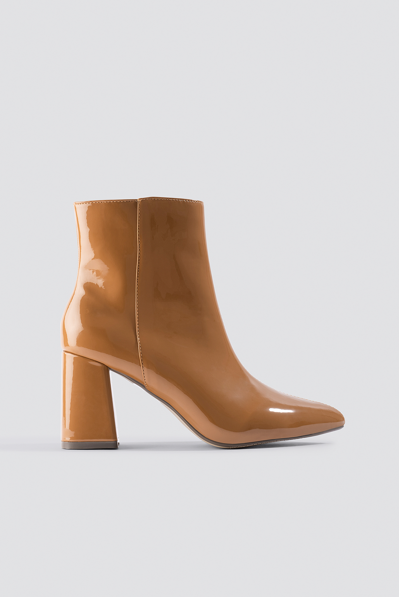Glossy Patent Boots Cognac