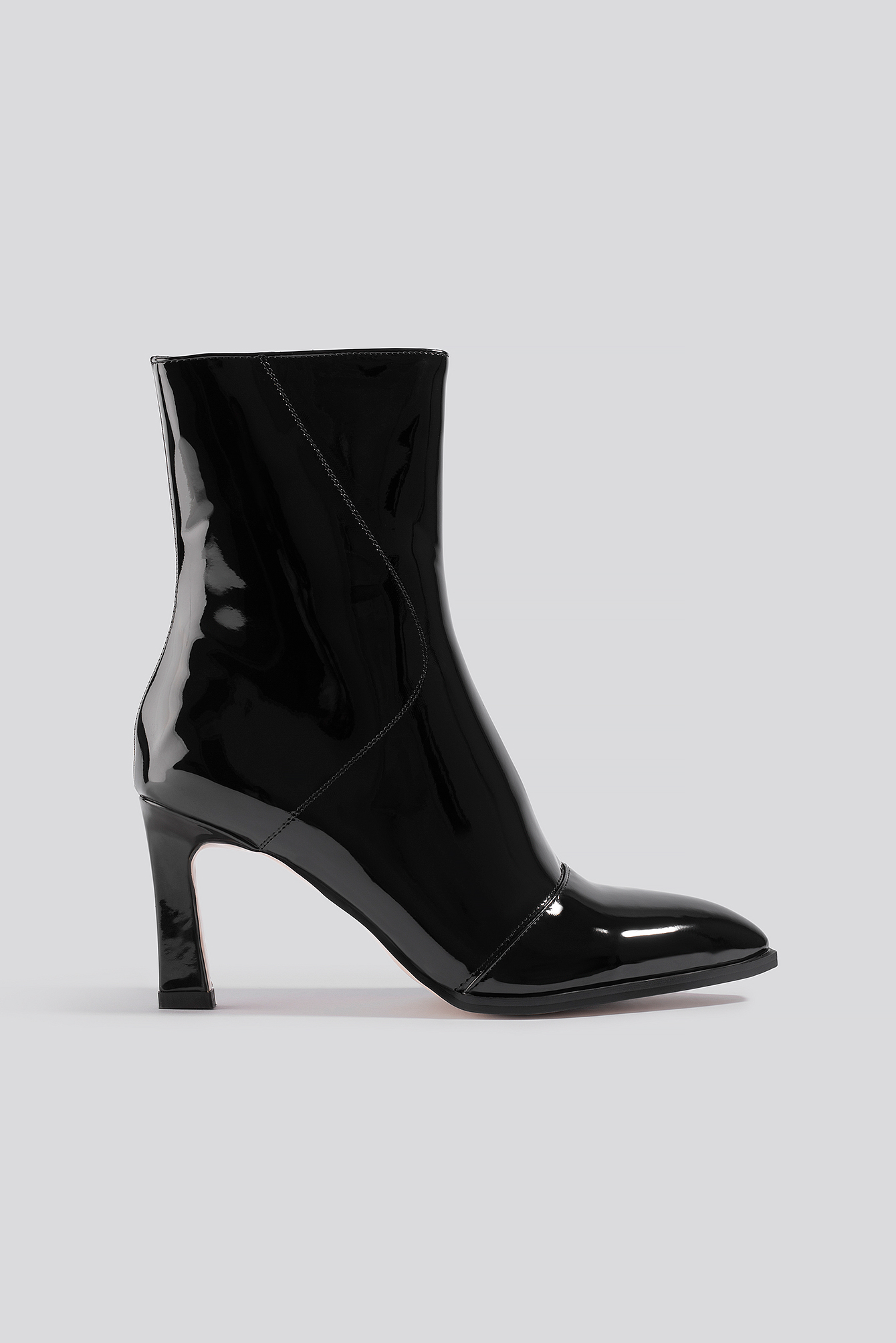 Glossy Patent Low Boots Black