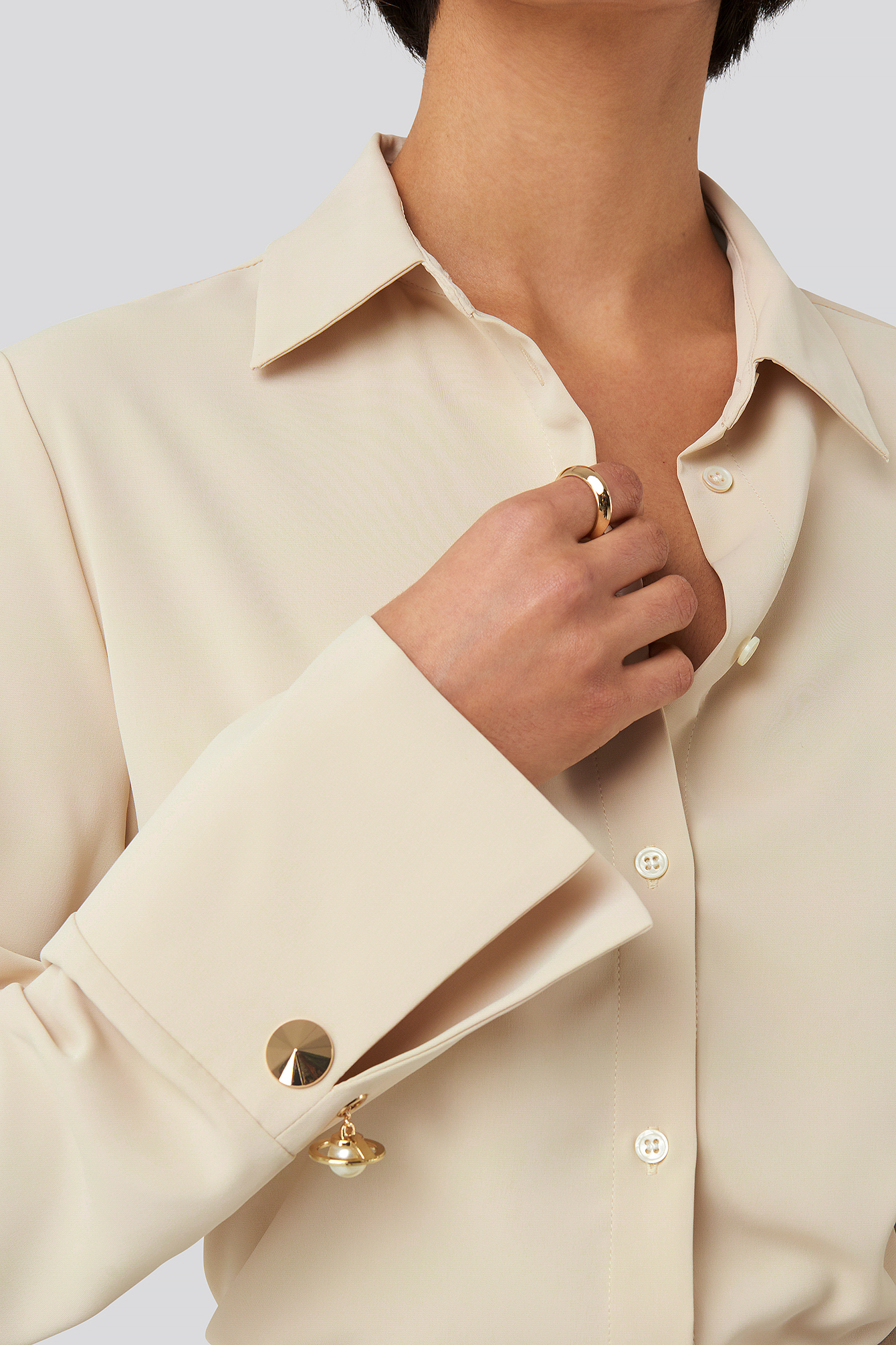 Gold Detail Blouse Sand