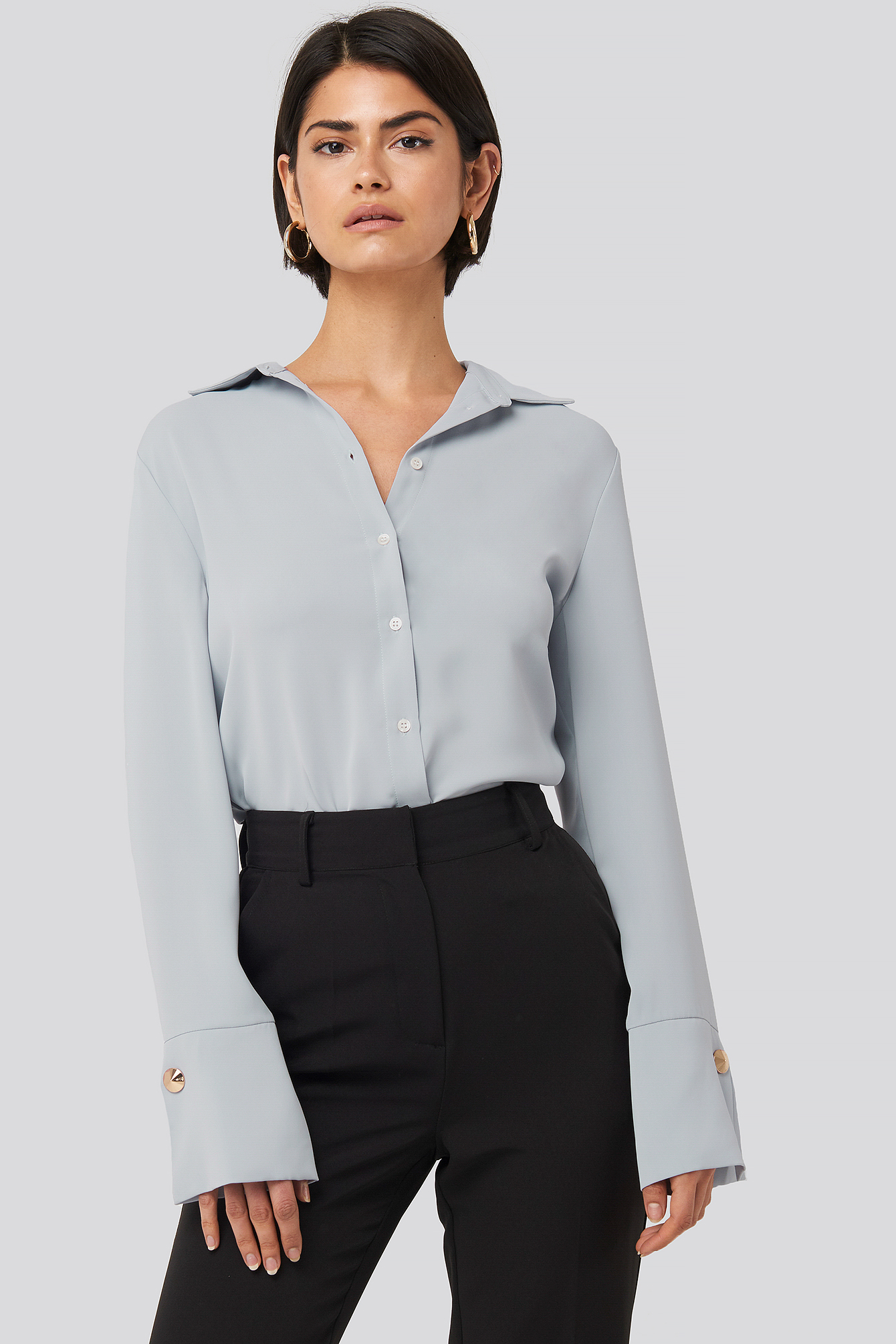 Gold Detail Blouse Dusty Blue