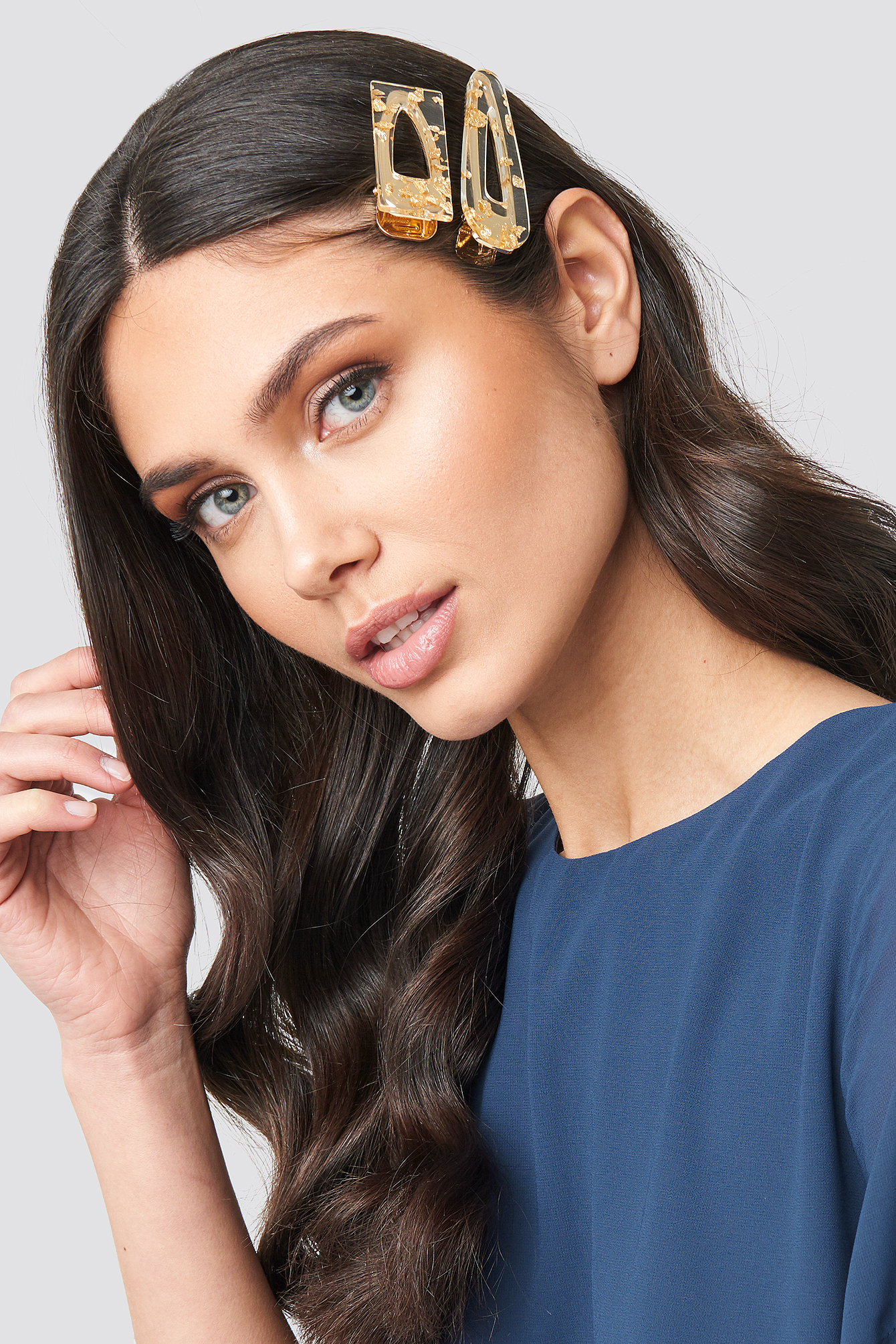 Gold Flakes Hair Clips Transparent