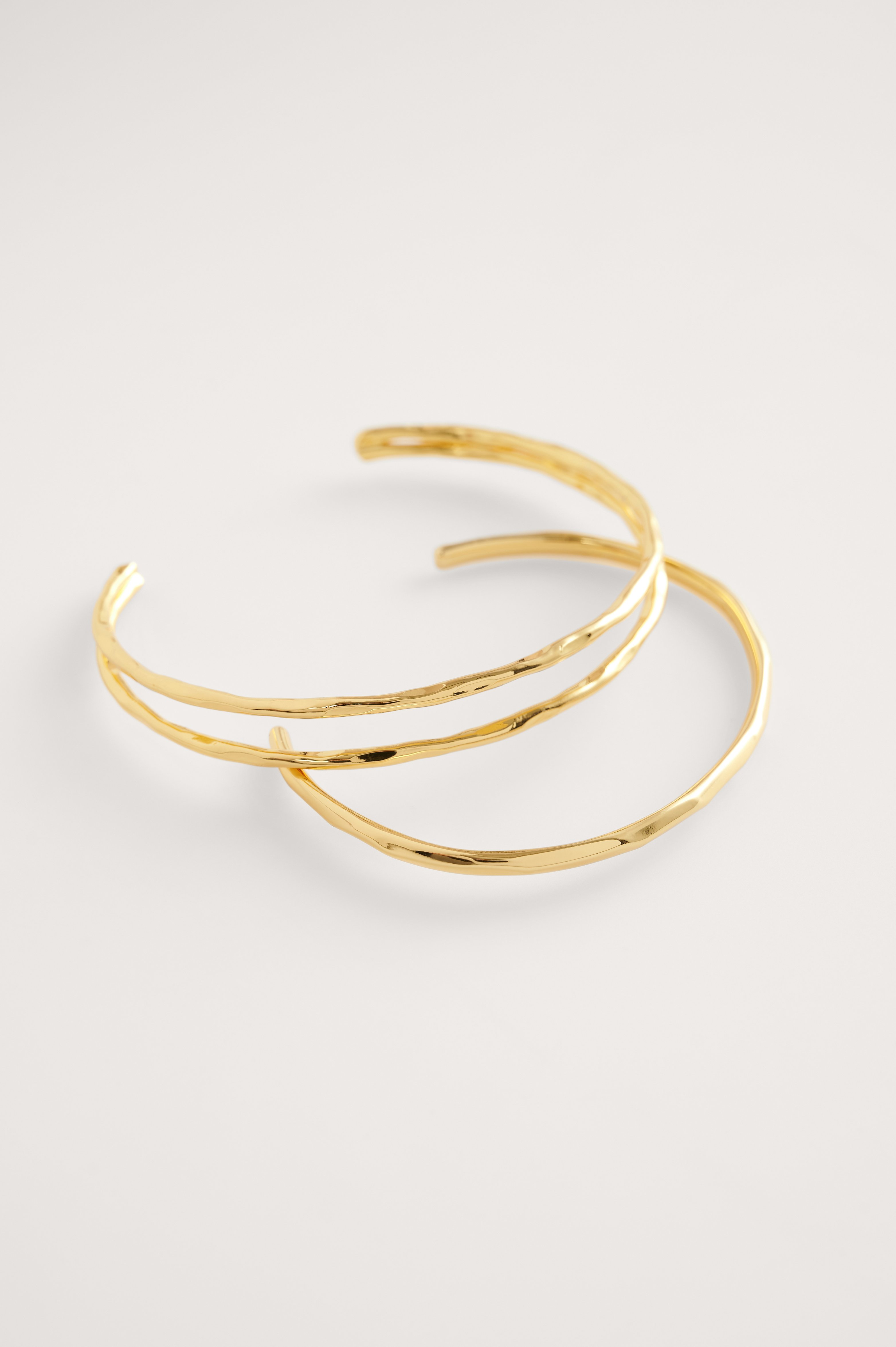 Gold Plated Hammered Bracelet Set Gold NAKD