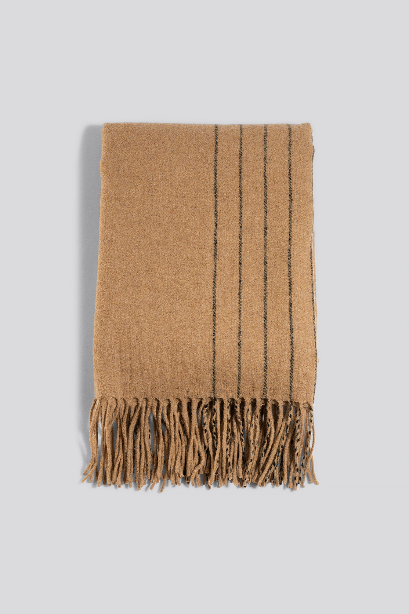 Half Striped Soft Scarf Beige