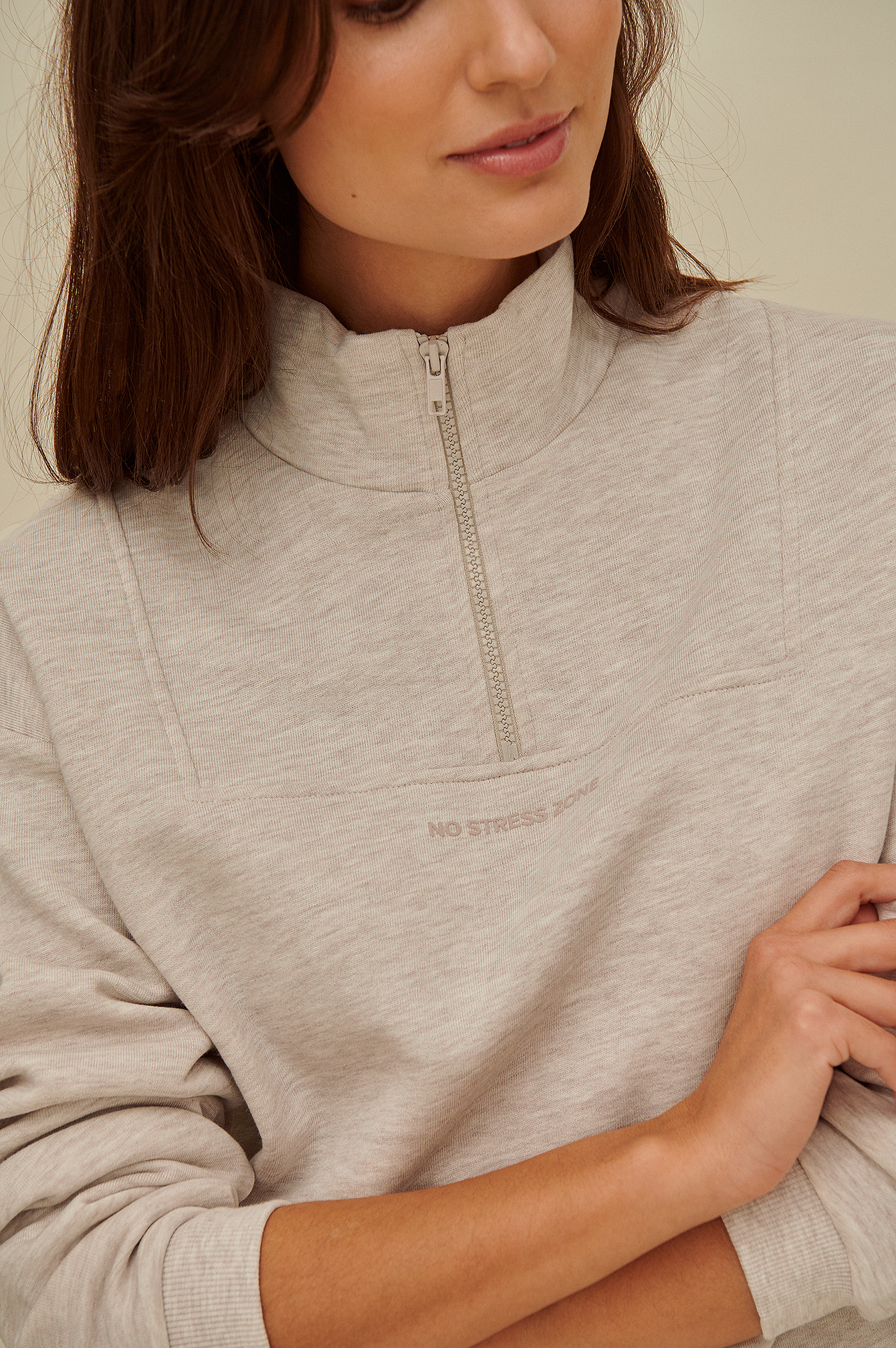Half Zip Sweater Beige | na-kd.com