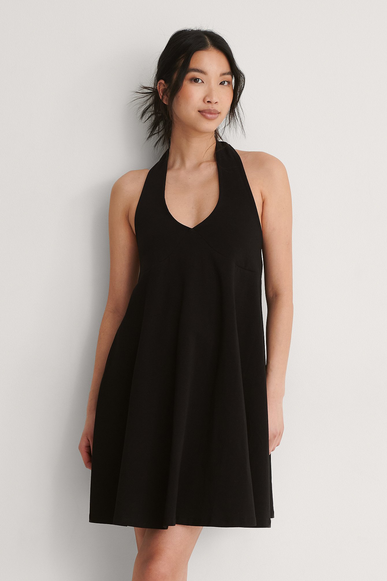 Black Organic Halterneck Jersey Dress