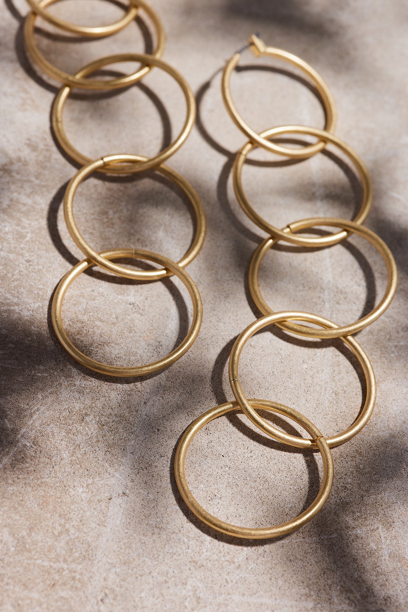 Gold Hanging Rings Earrings