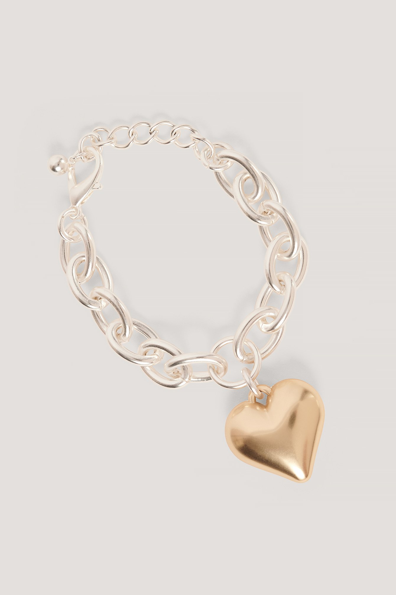 Silver/Gold Heart Pendant Bracelet