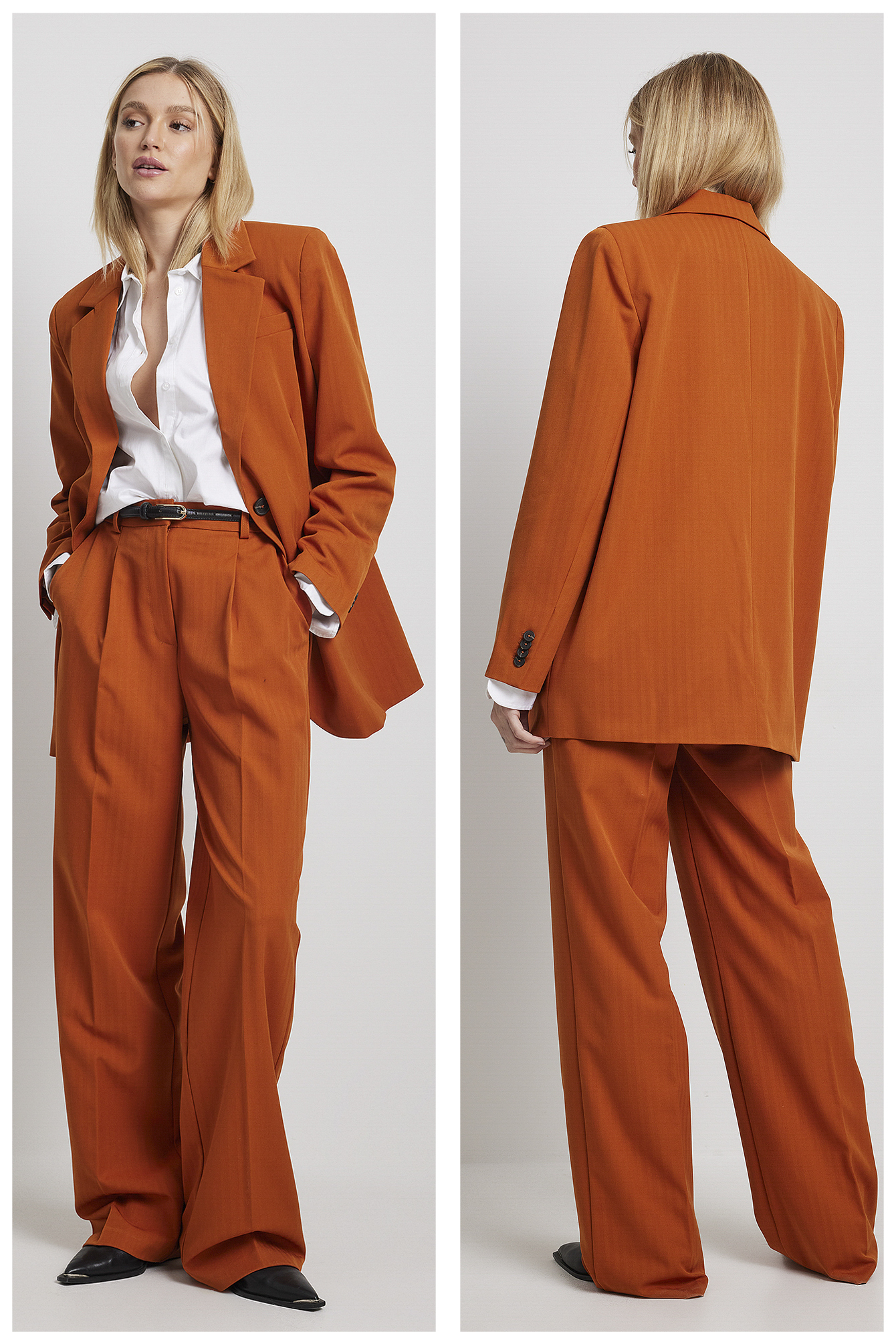 NA-KD Classic Heavy High Waist Suit Pants - Orange
