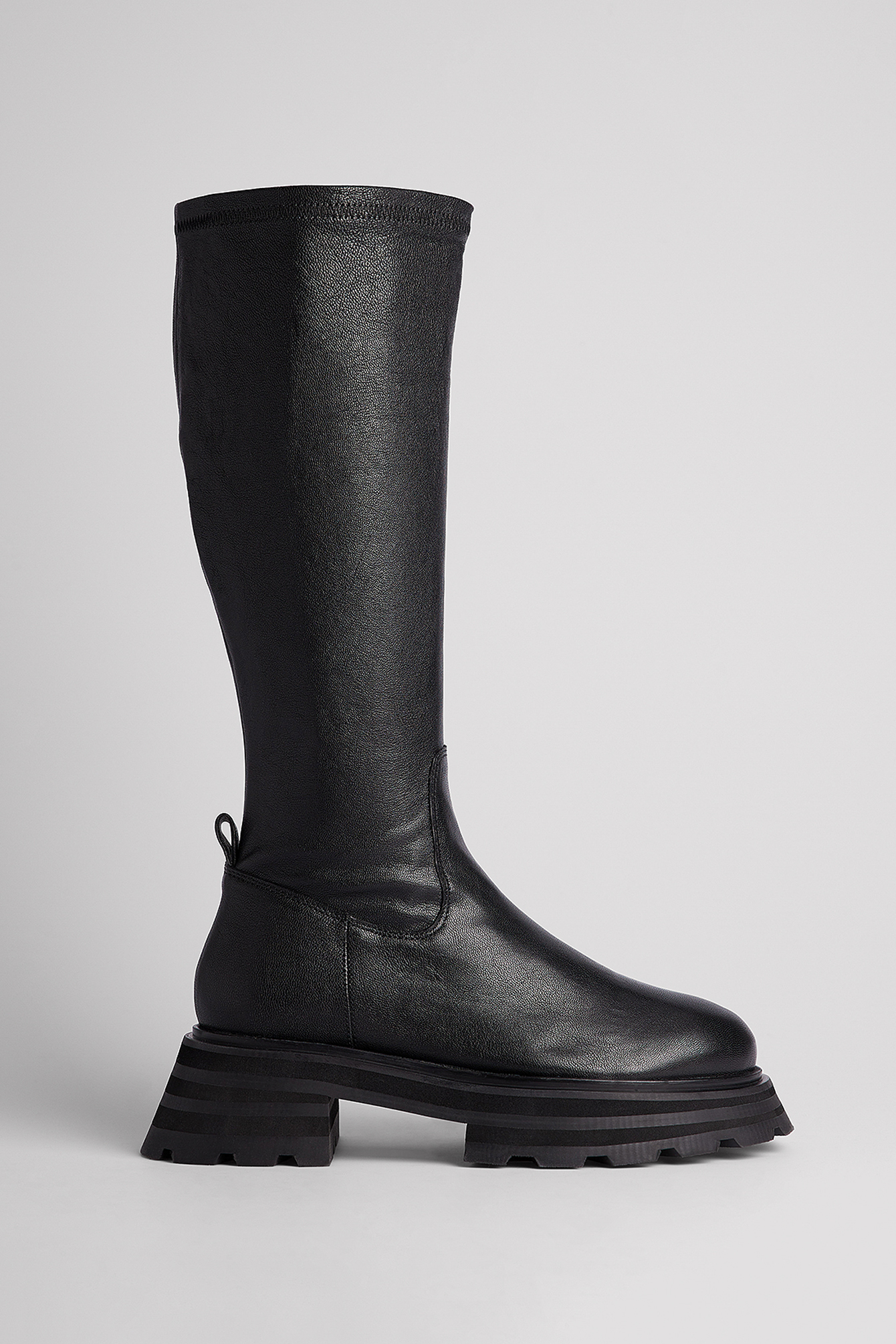 Heavy Profile Leather Shaft Boots Black | NA-KD