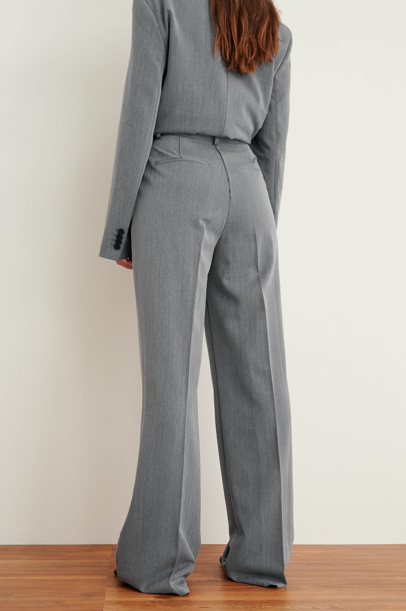 Heavy High Waist Suit Pants Grey | NA-KD