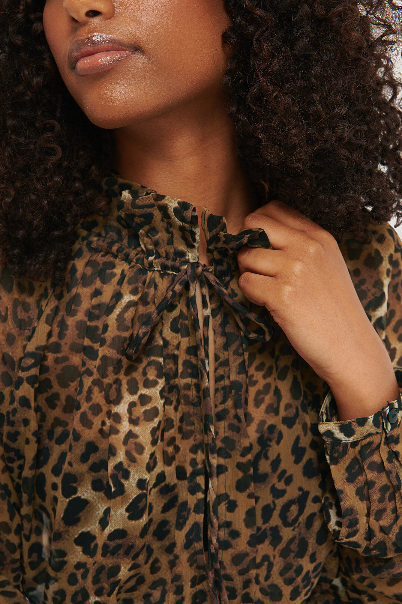 High Frill Neck Dress Leopard | na-kd.com