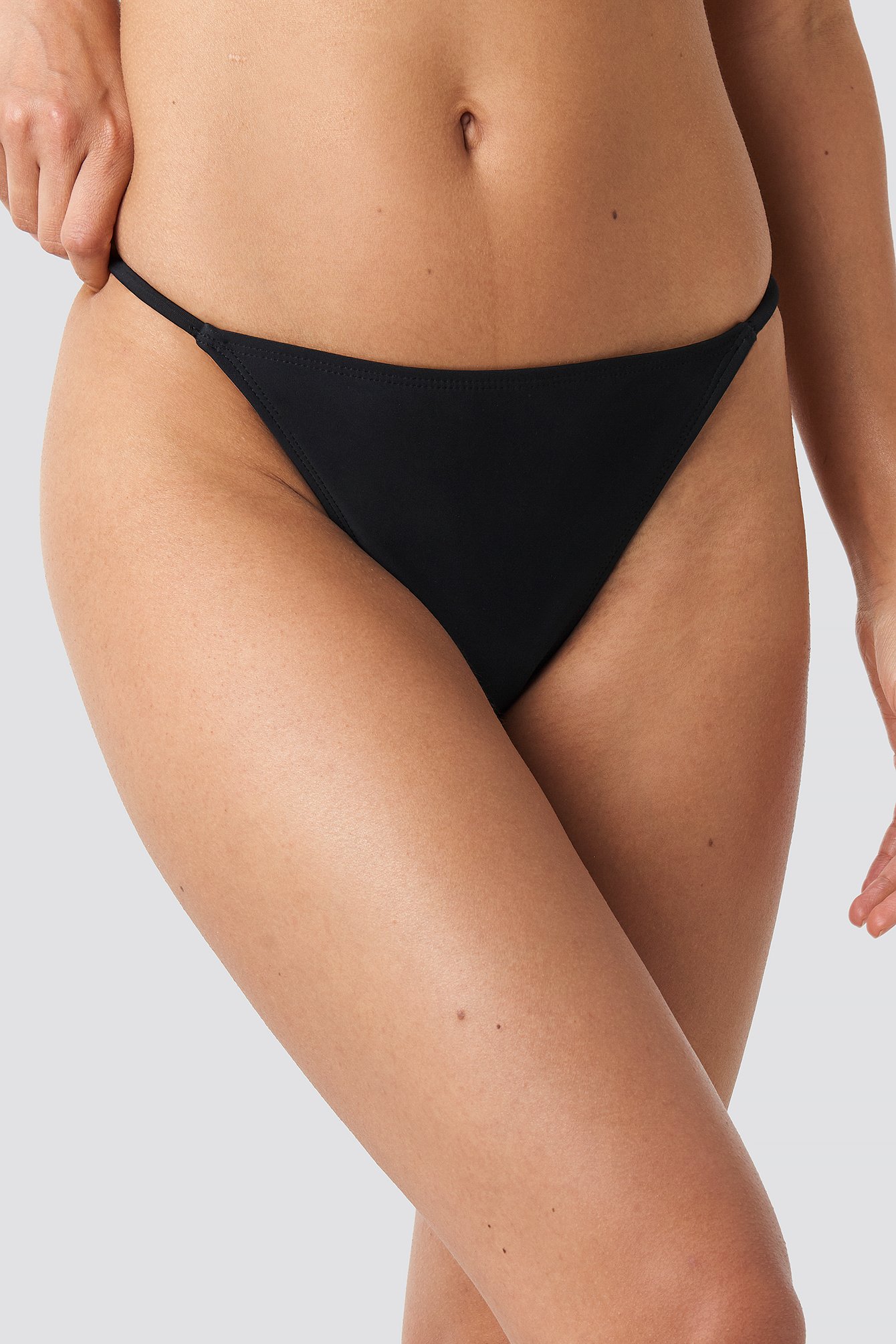 High Leg Thin Strap Bikini Briefs Black