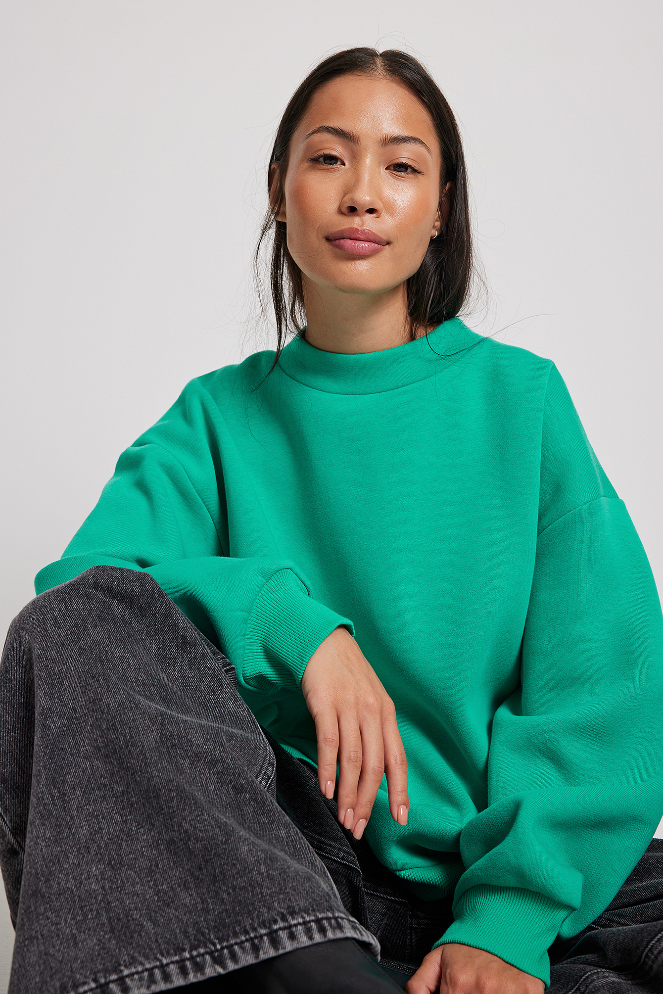Organic High Neck Detail Sweatshirt 