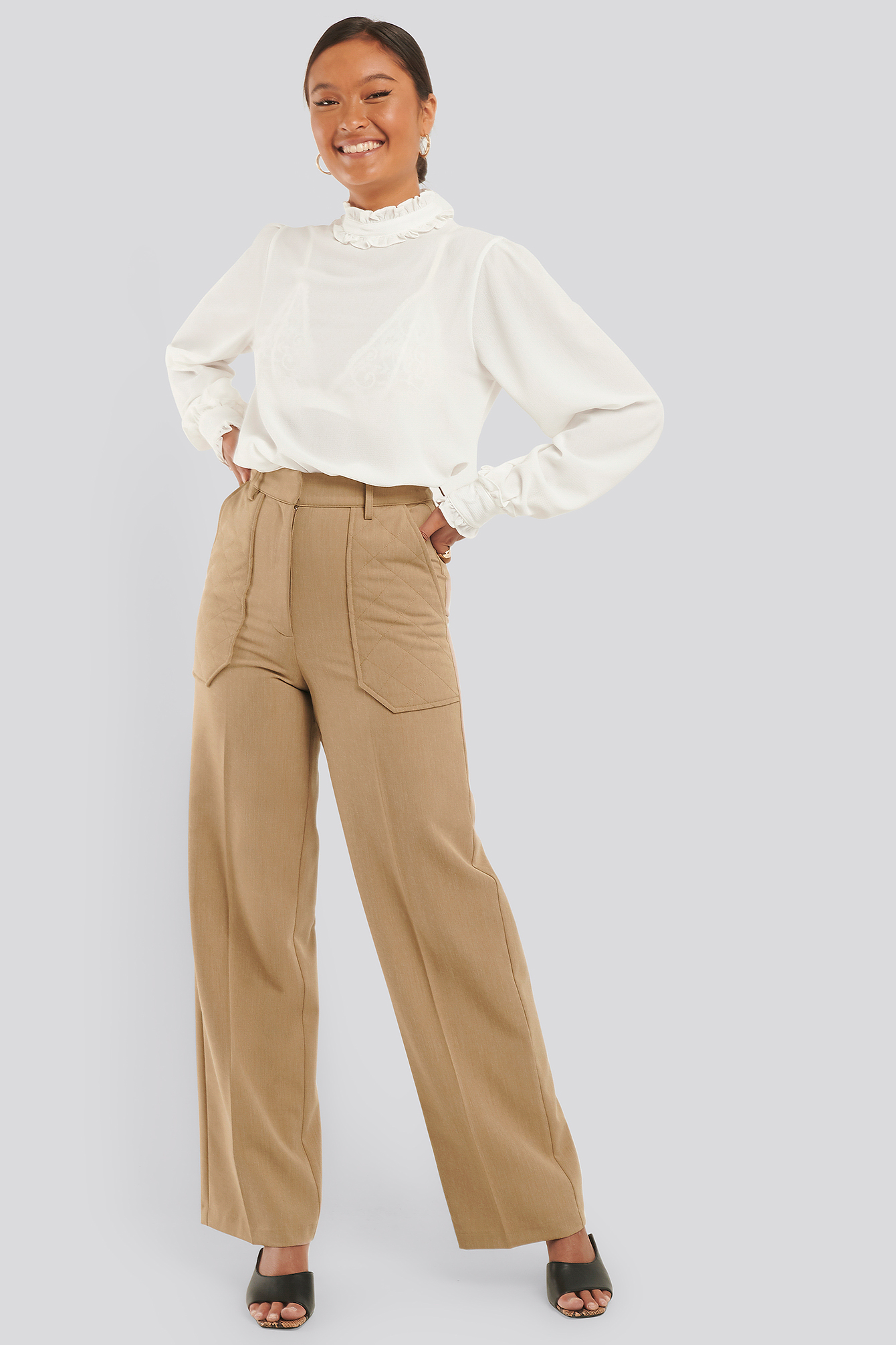 High Neck Frill Blouse White | na-kd.com