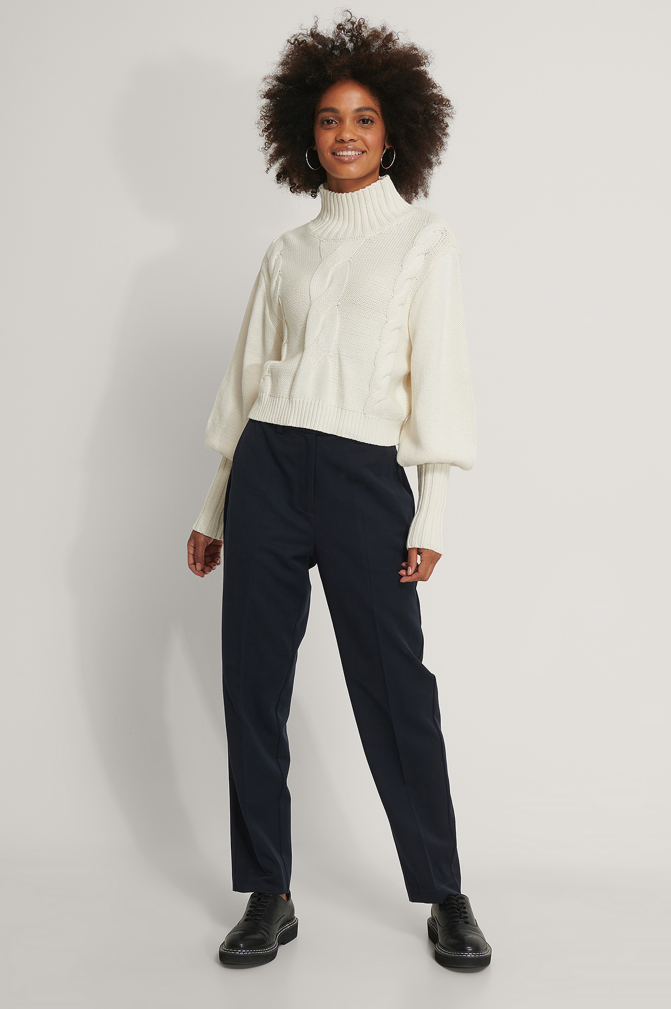 balloon sleeve white sweater