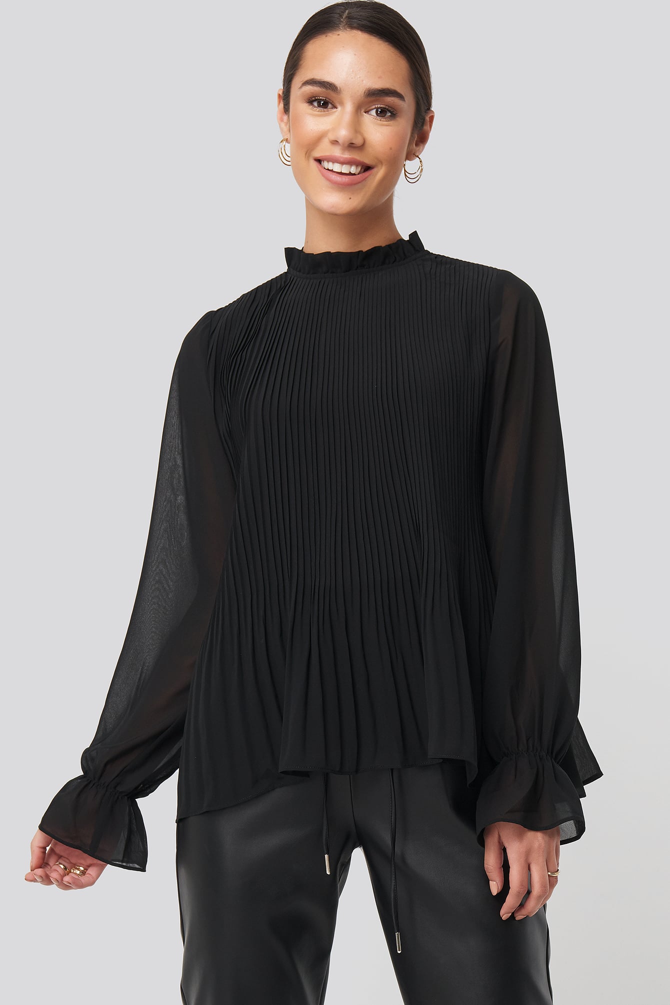 high neck blouse with front zip