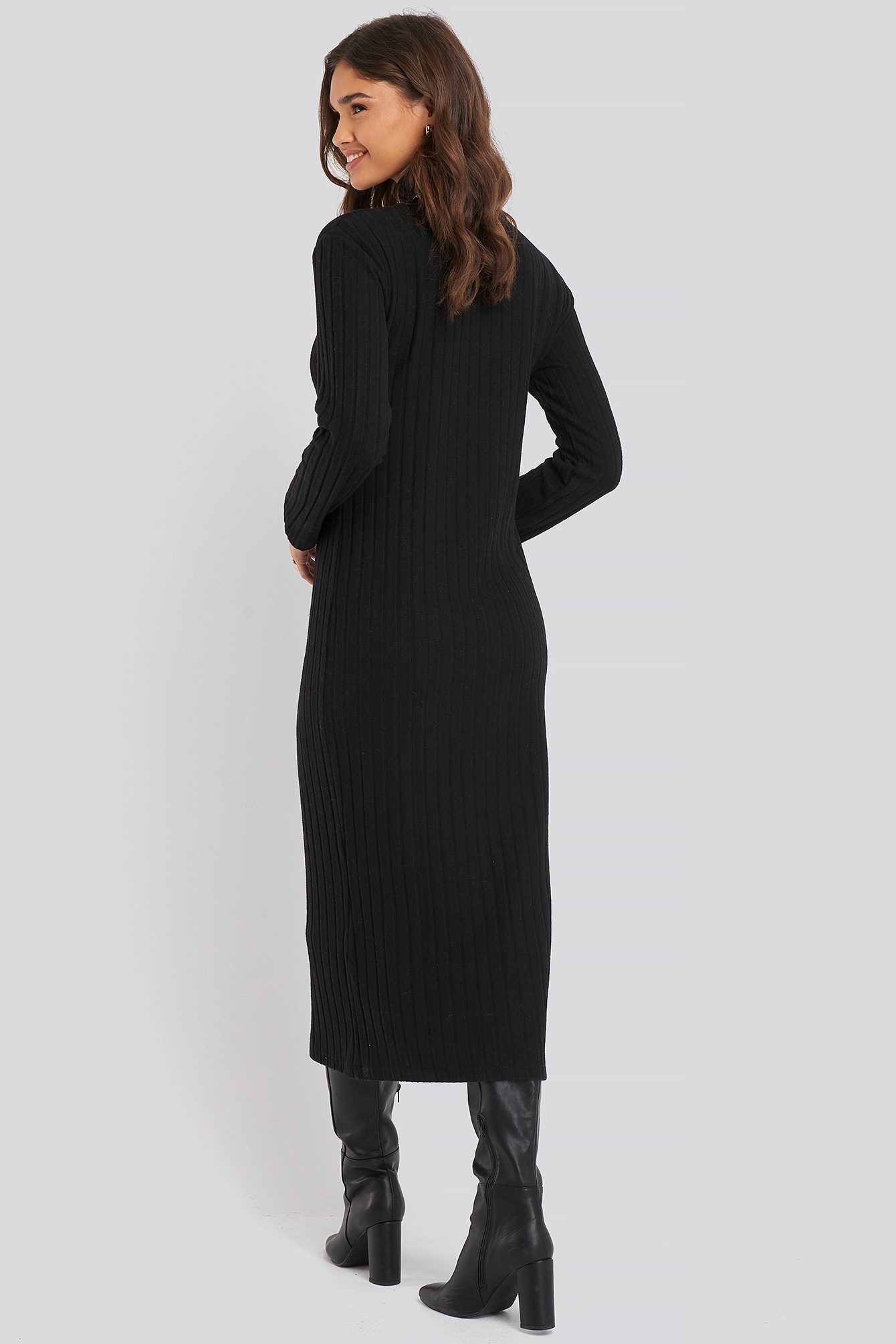 High Neck Ribbed Ankle Length Knitted 