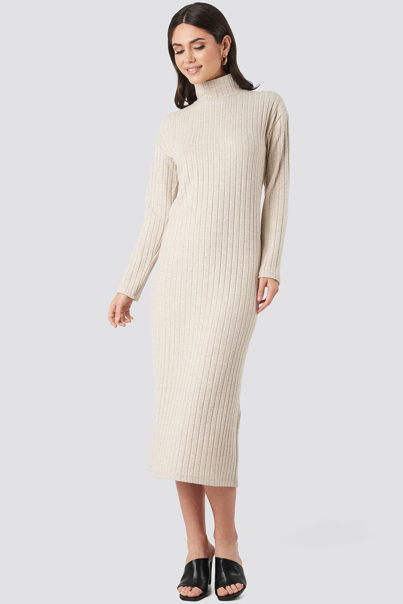 High Neck Ribbed Ankle Length Knitted 