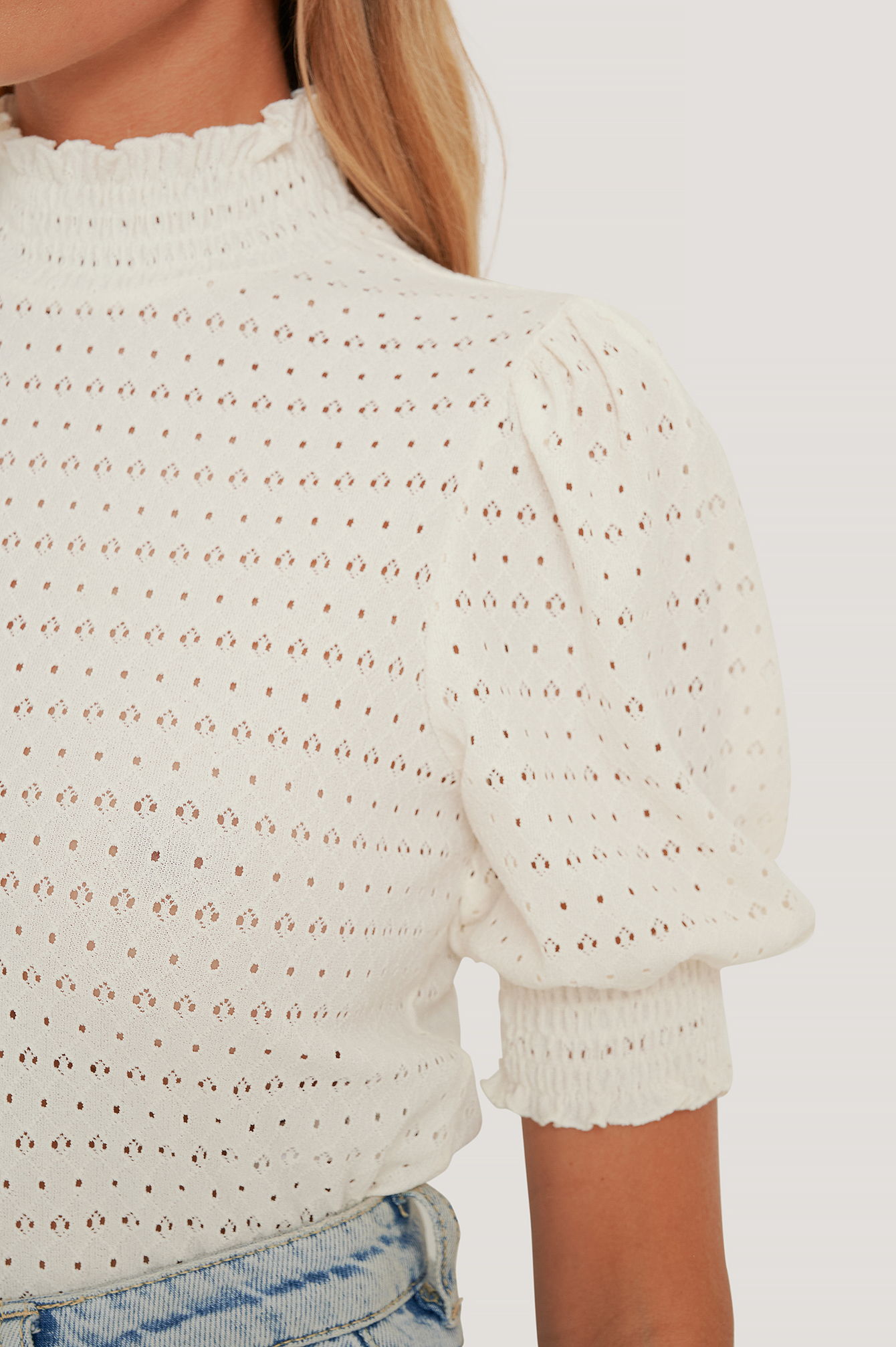 high neck smock top