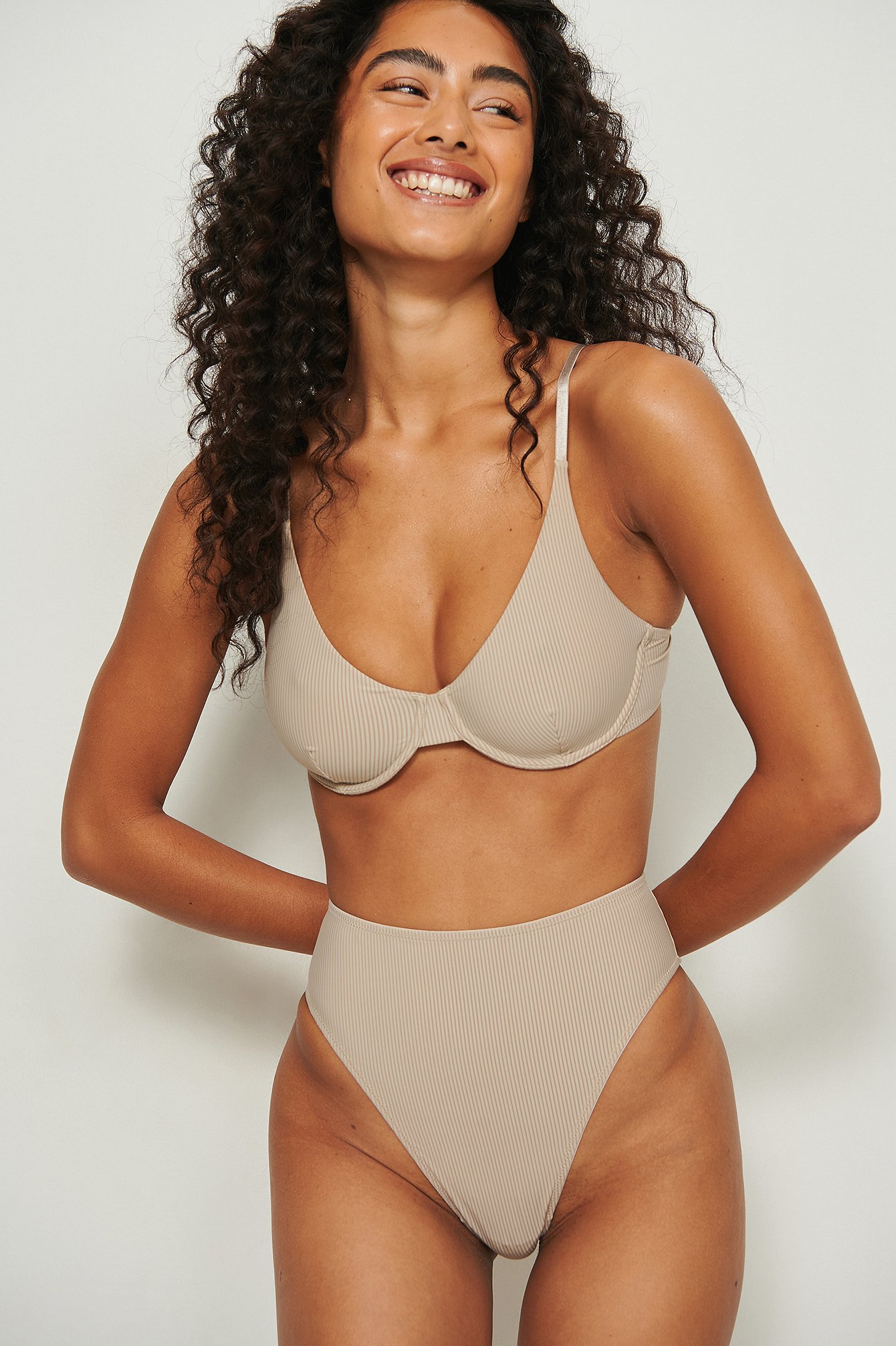 Simply Taupe High Rise Striped Micro Brief