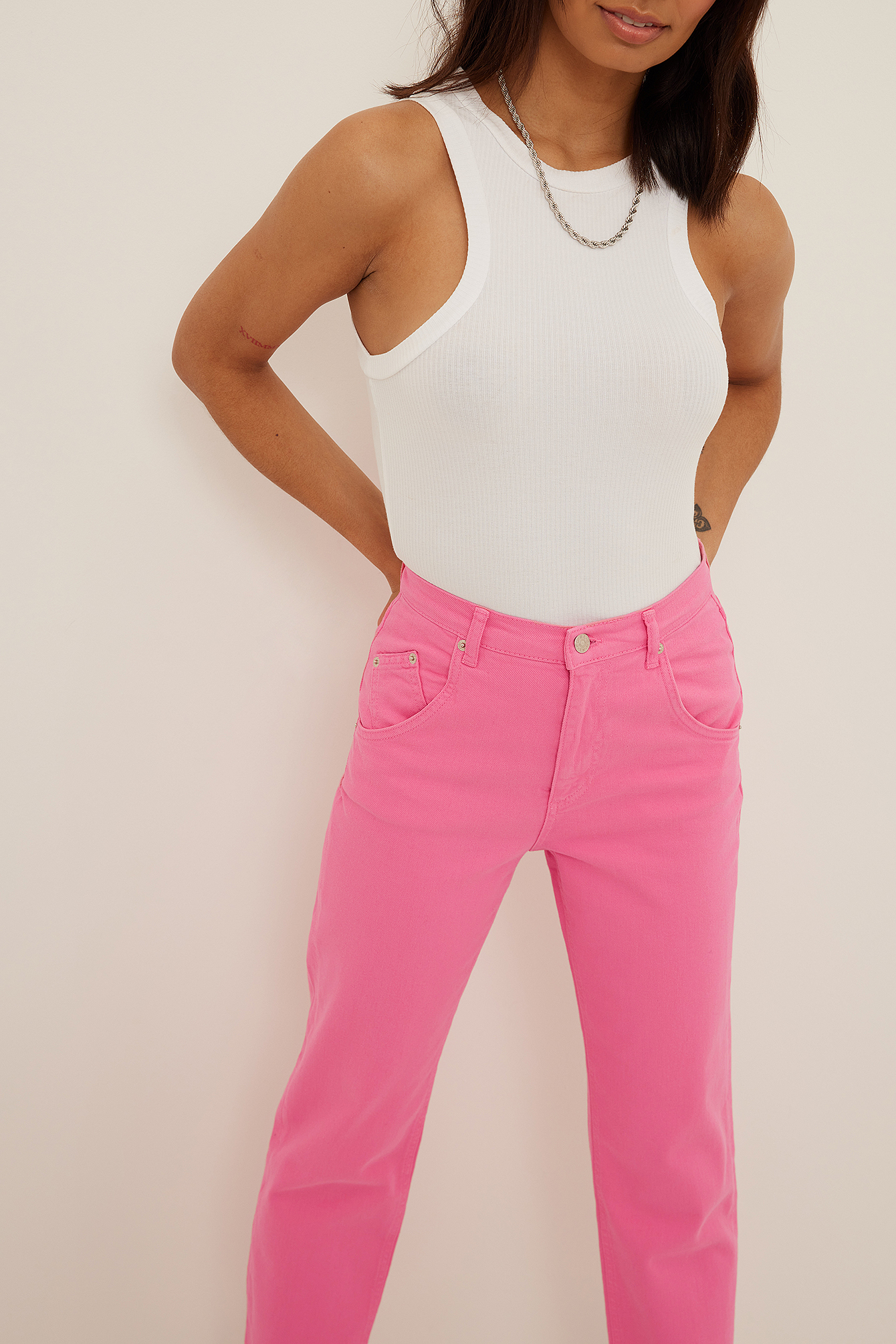Womens Pink High Waisted Jeans | na-kd.com
