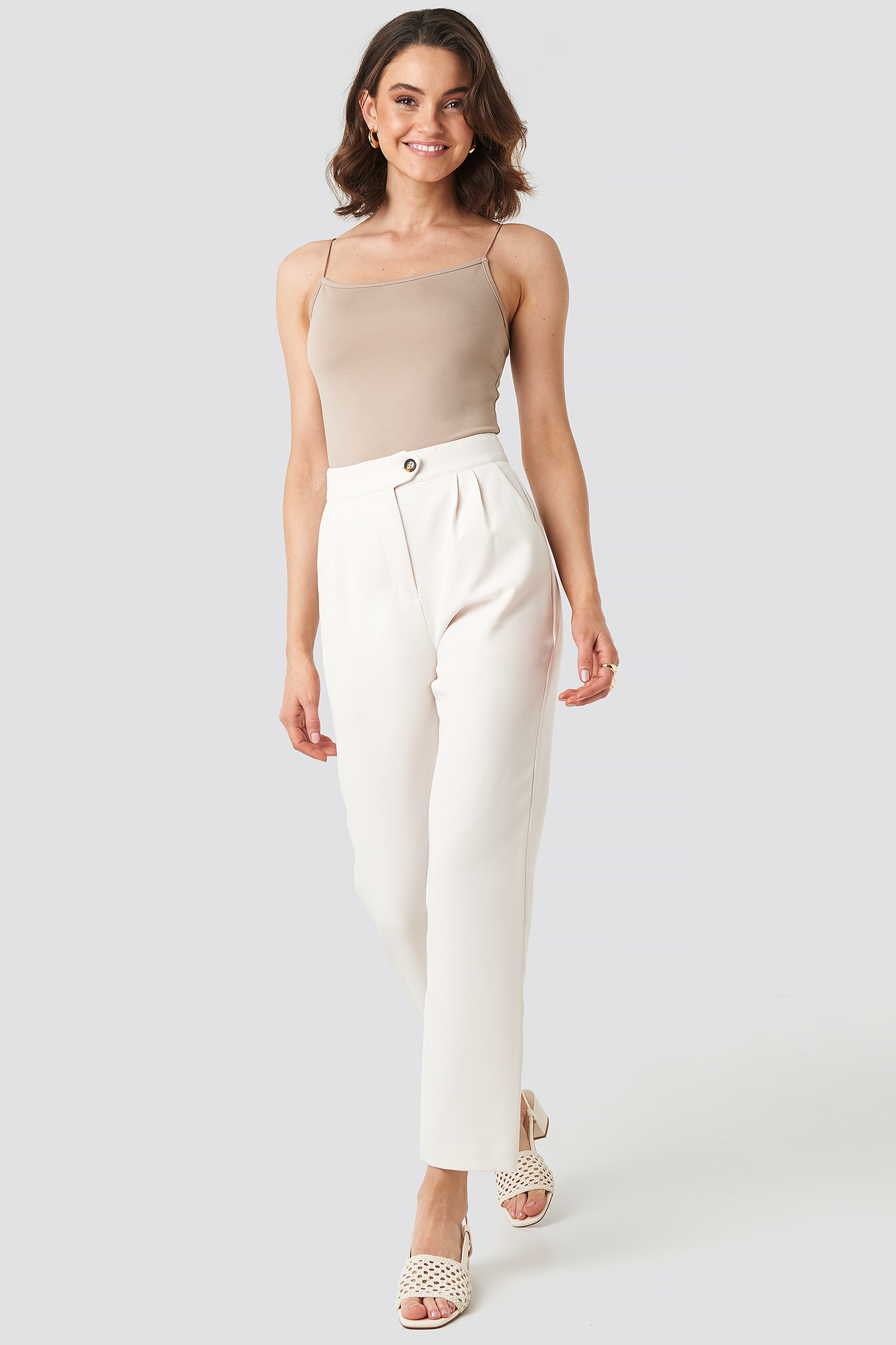 High Waist Cigarette Pants White | na 