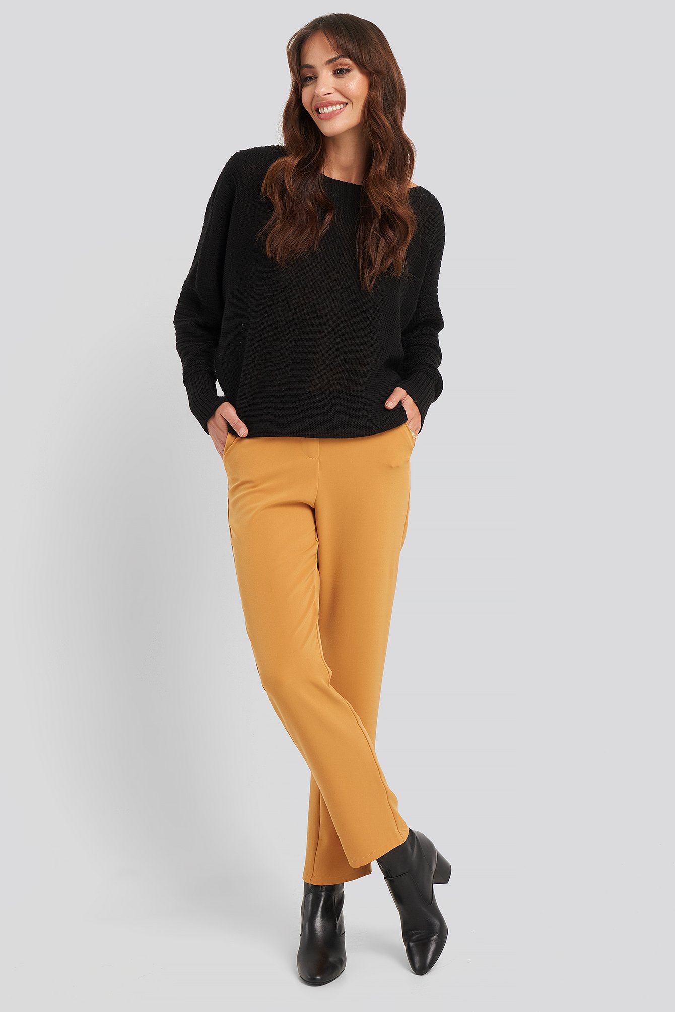 Yellow High Waist Suit Trousers
