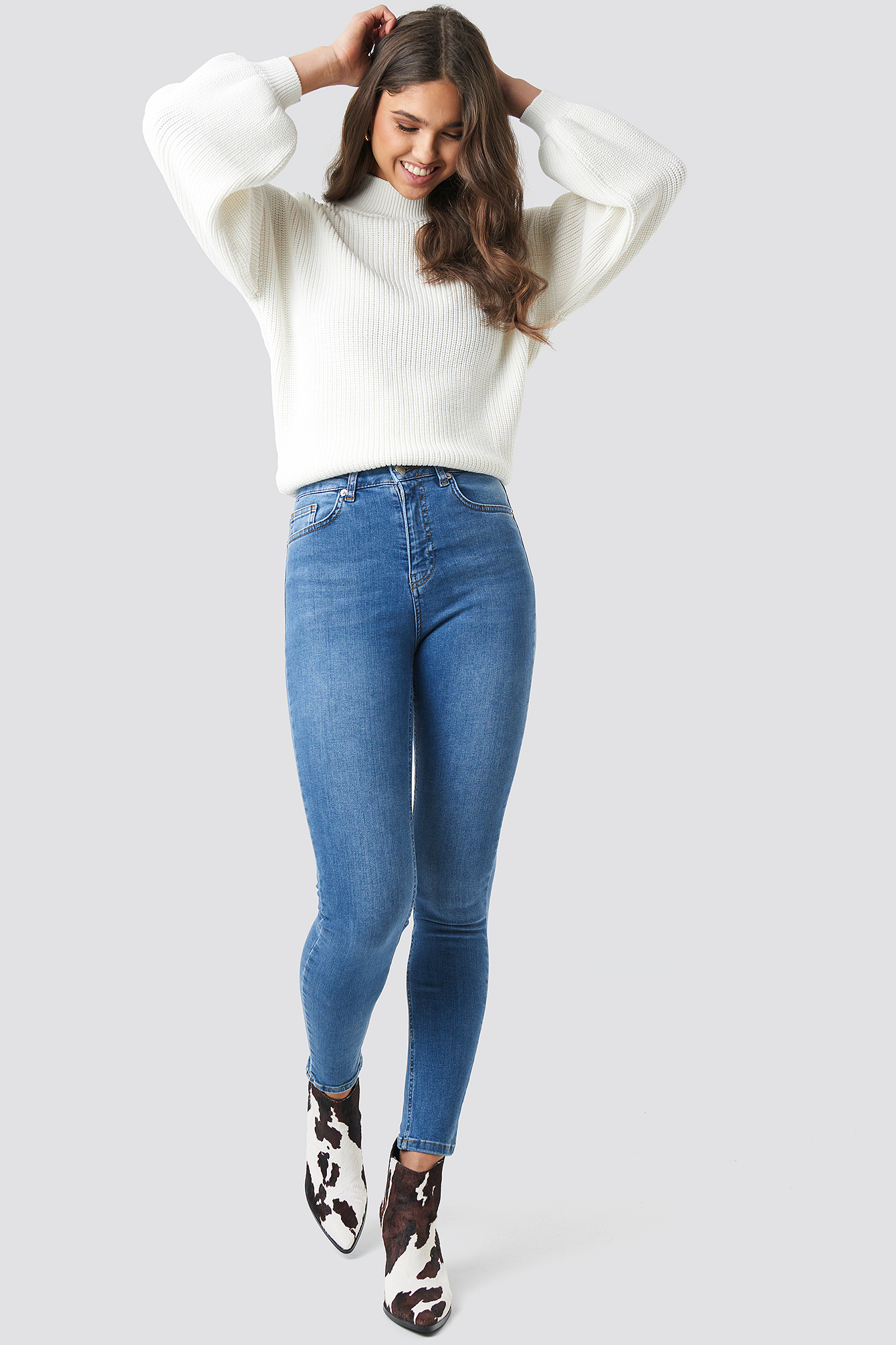Skinny High Waist Jeans Mid Blue