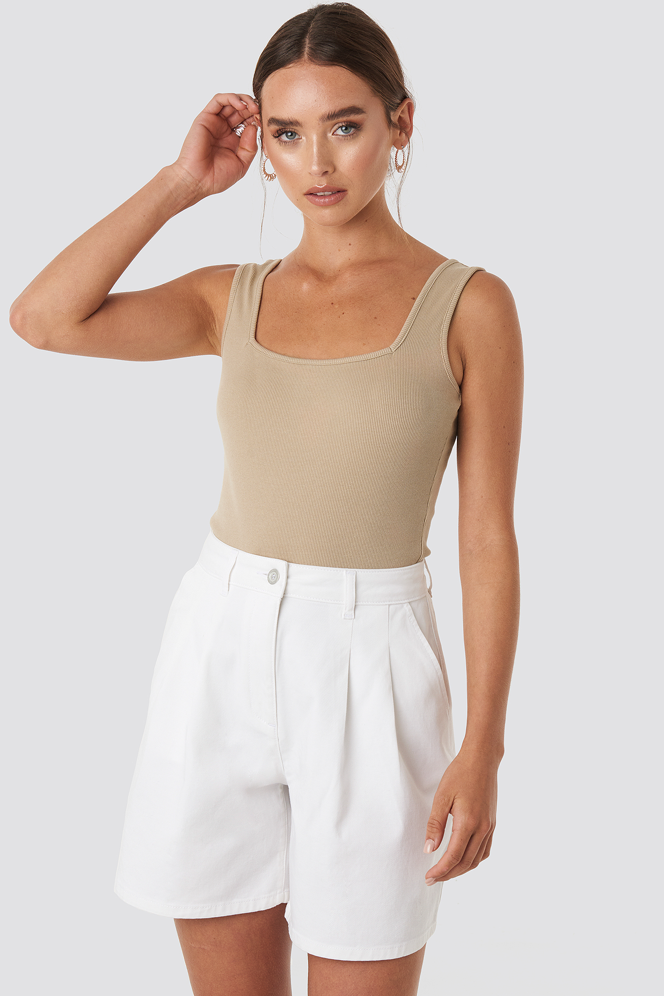 High Waist Loose Fit Shorts White