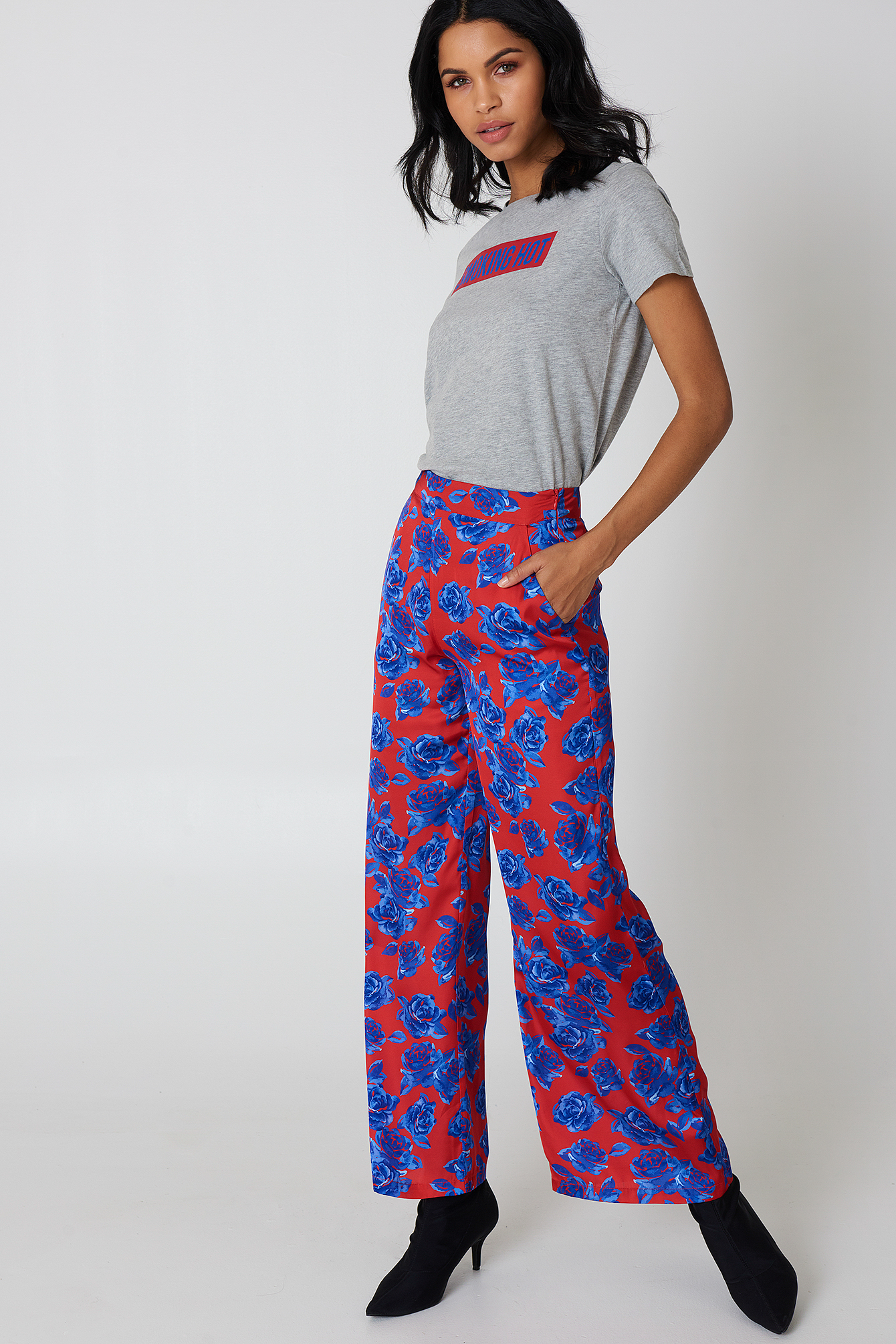 Waist Shiny Flared Pants Multicolor 