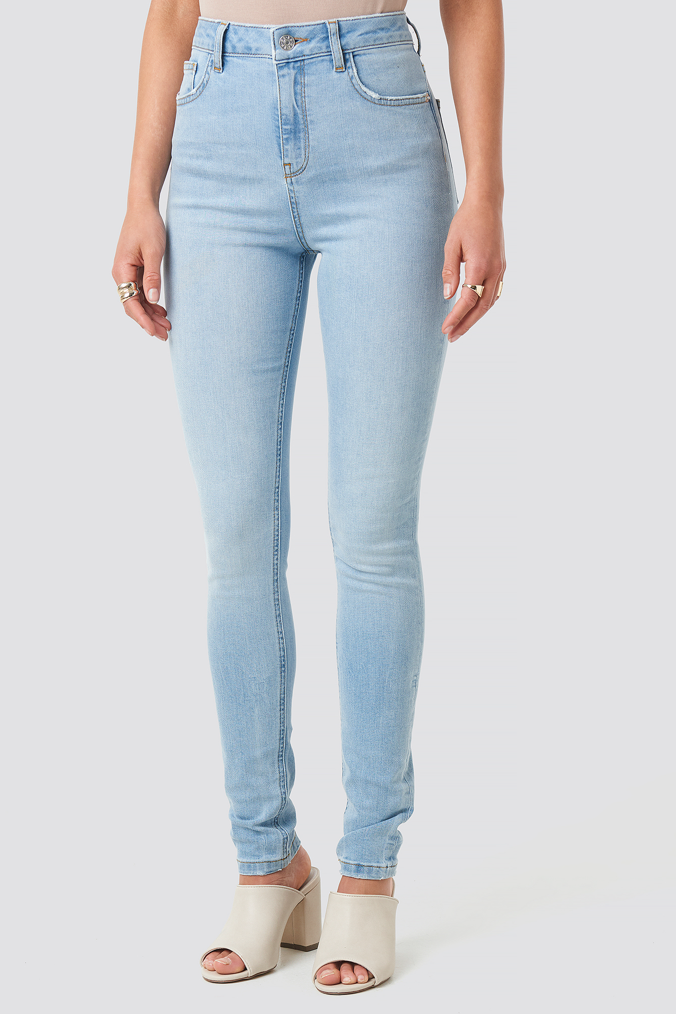 High Waist Skinny Jeans Blue | na-kd.com