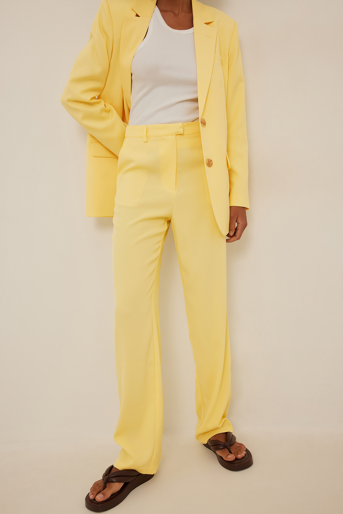 Light Yellow Spodnie do żakietu z wysokim stanem