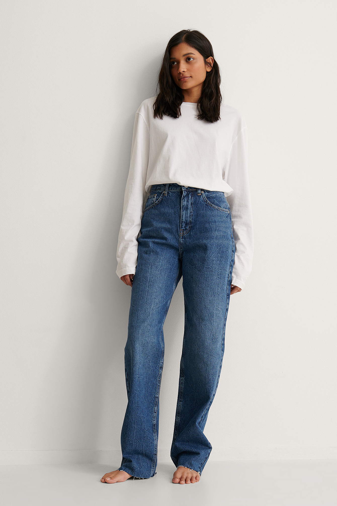 Organic High Waist Wide Leg Long Jeans 