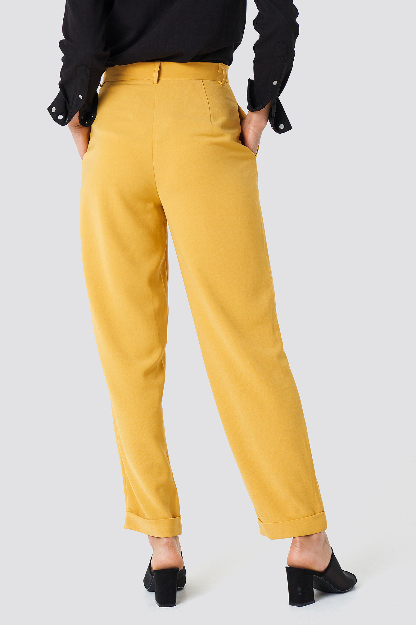 High Waist Wide Leg Pants Yellow | na-kd.com