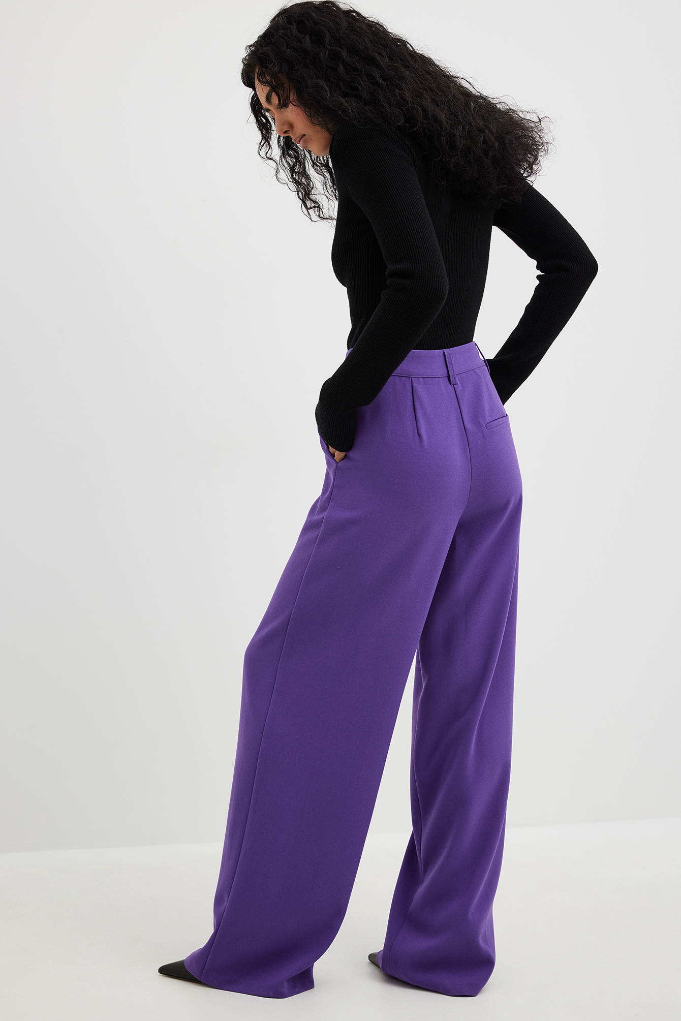 Womens Purple High Waisted Trousers | NA-KD
