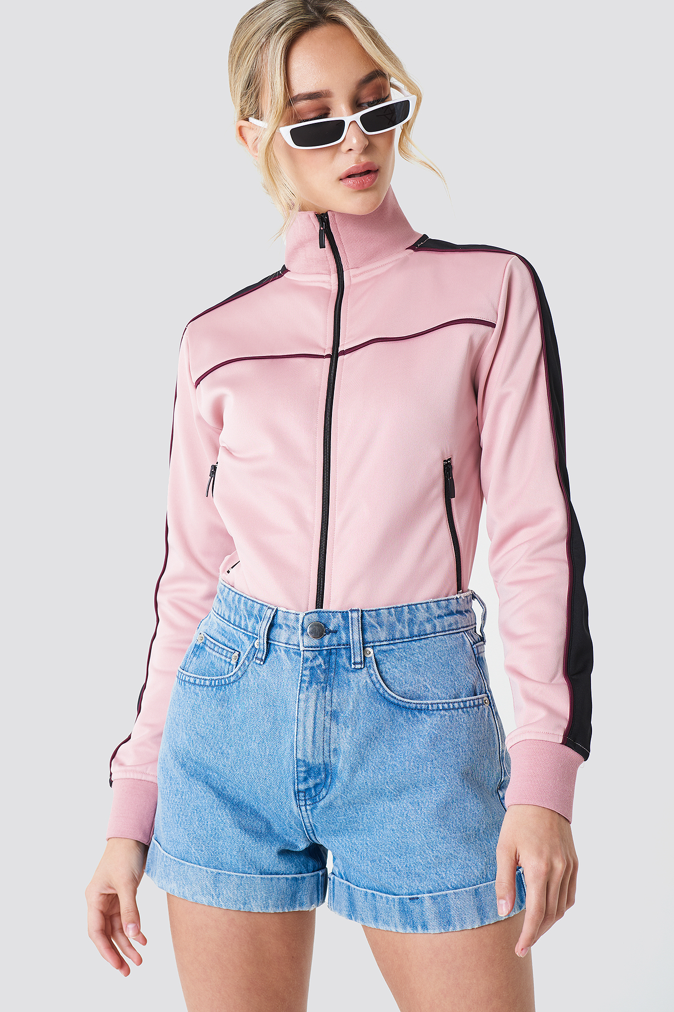 Highwaist Folded Denim Shorts Light Blue