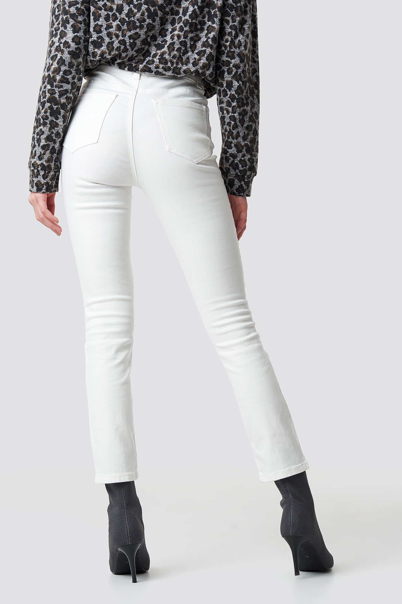 Highwaist Skinny Front Slit Jeans White | na-kd.com