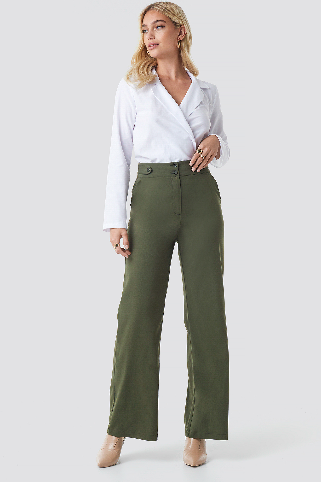 Highwaisted Wide Leg Pants Green