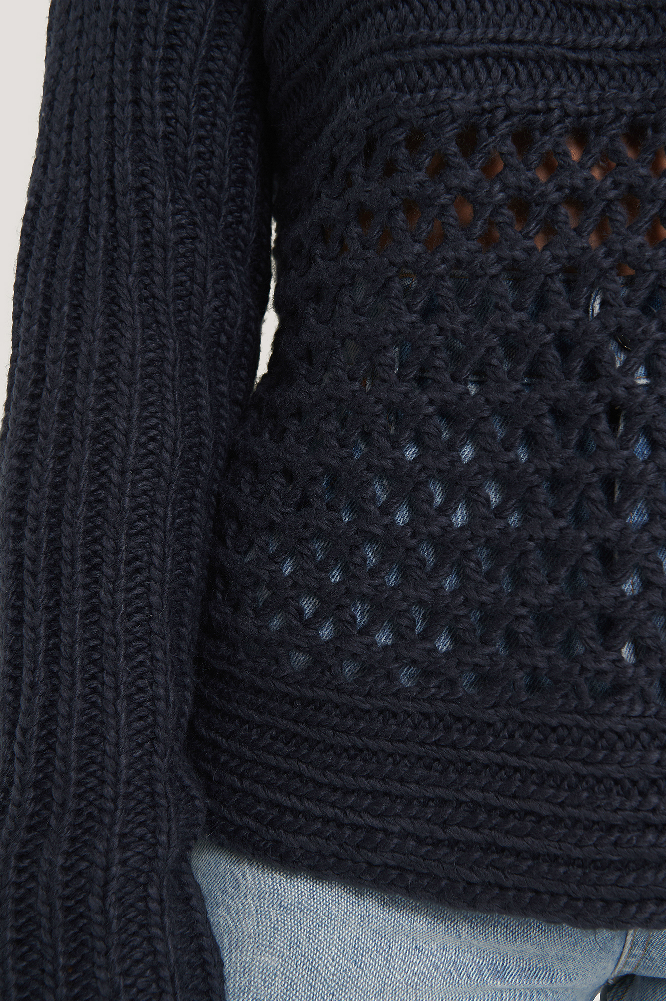 Navy Hole Detail Knitted Sweater