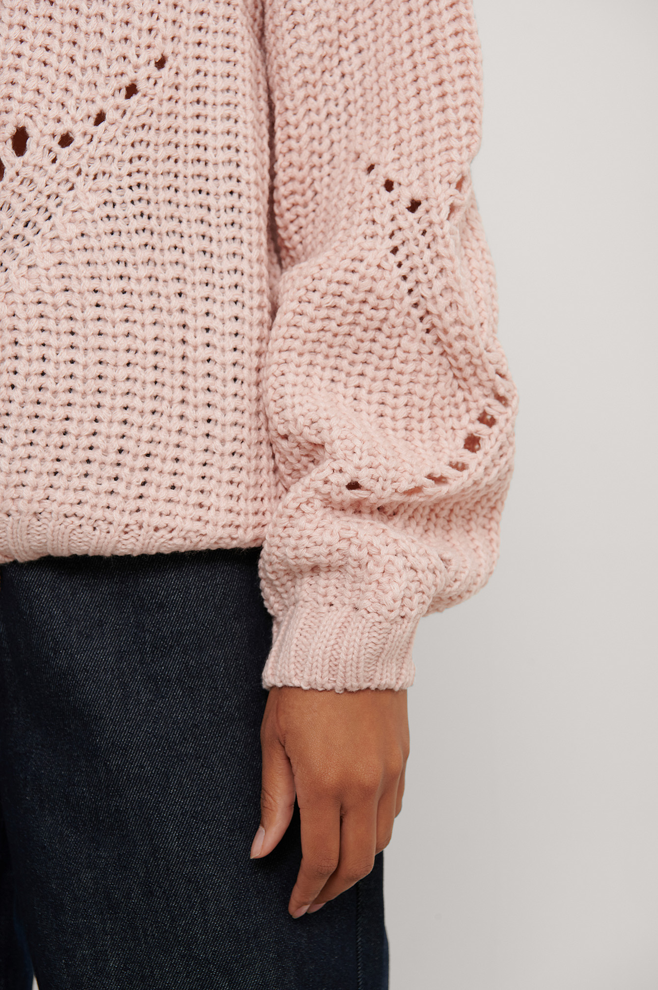 Hole Knit Sweater Pink