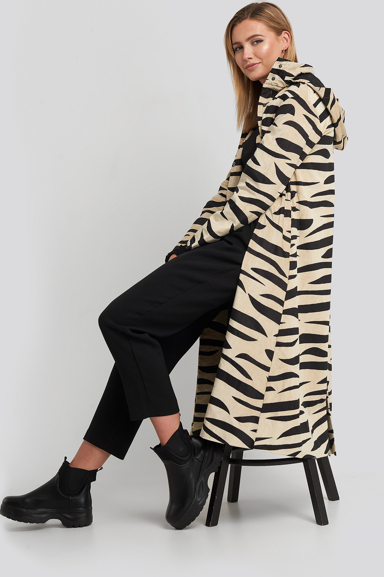 Hooded Zebra Parkas Zebra beige