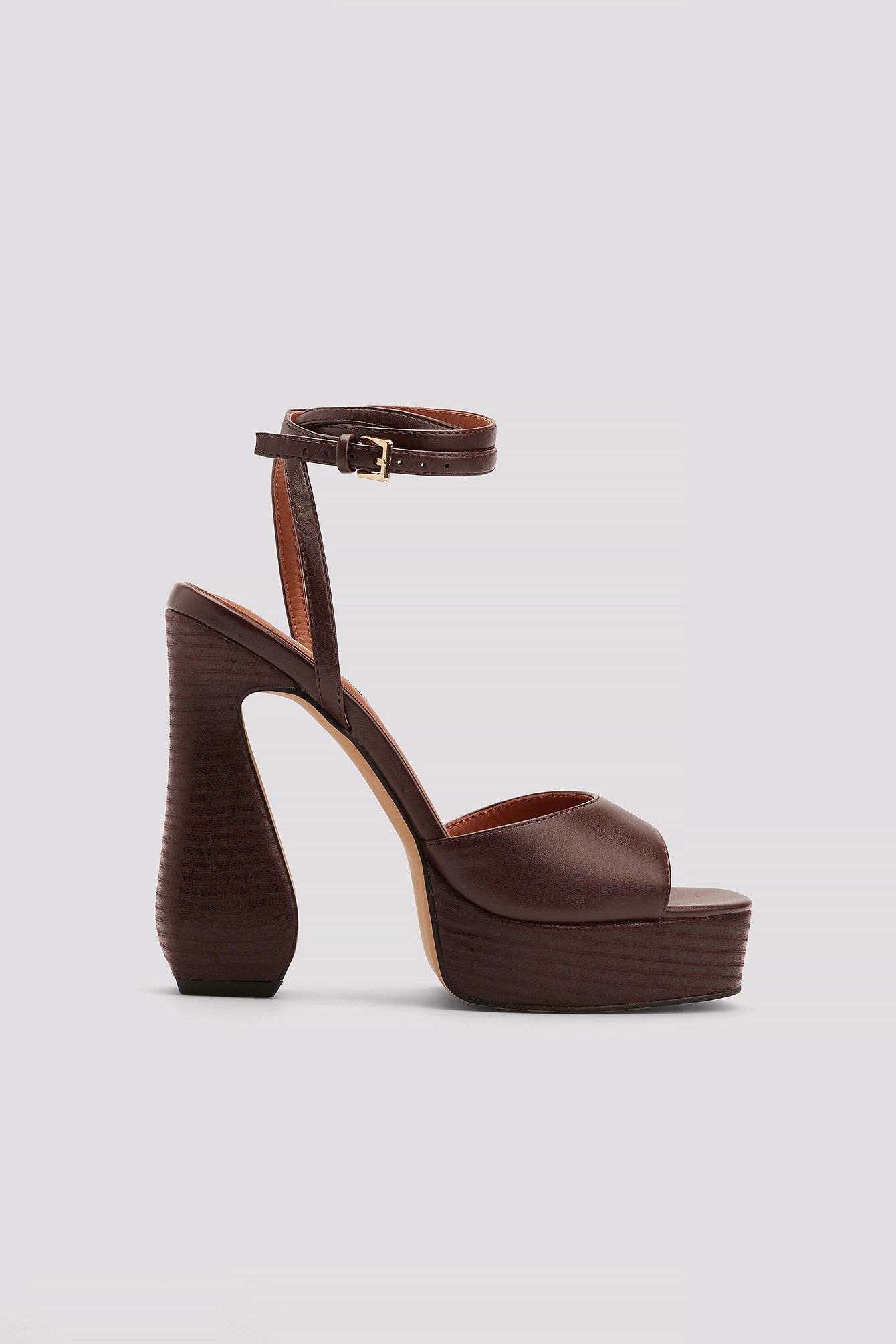 Chocolate Brown Timeglassformede høyhælte sko med stropper