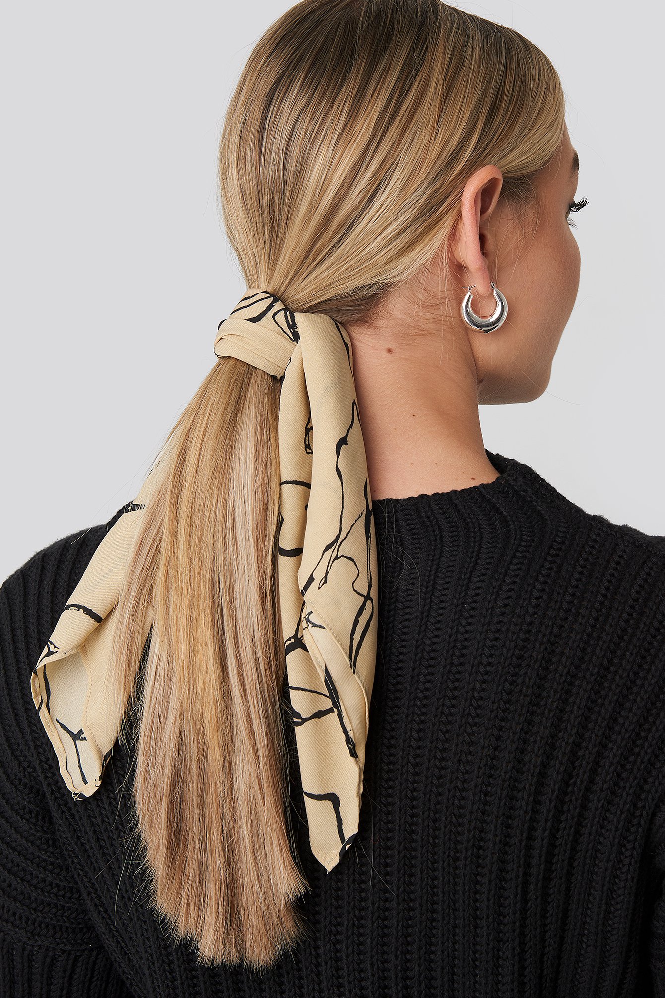 Ink Print Squared Scarf Natural