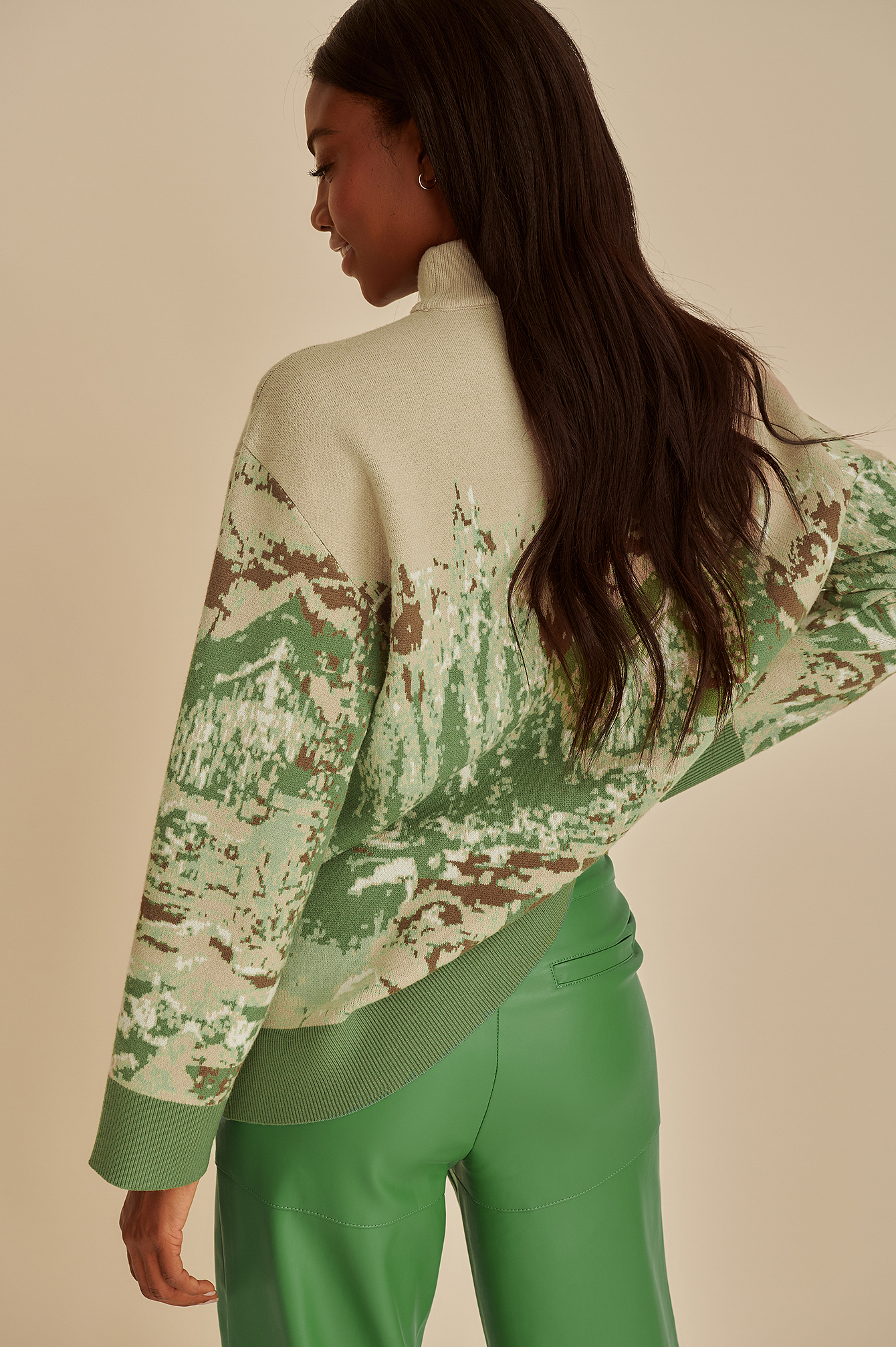 Jacquard Knit Sweater Green