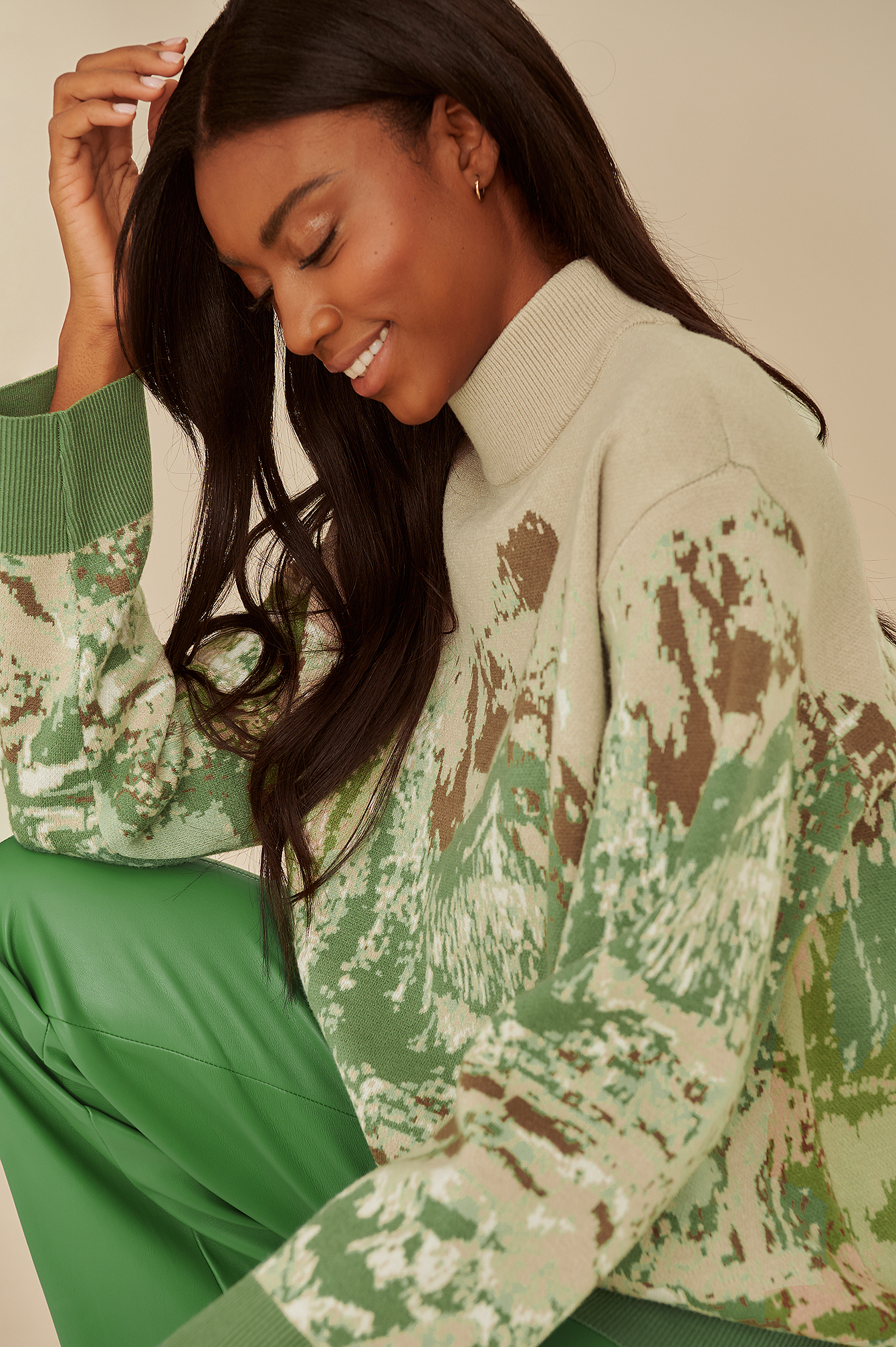 Jacquard Knit Sweater Green