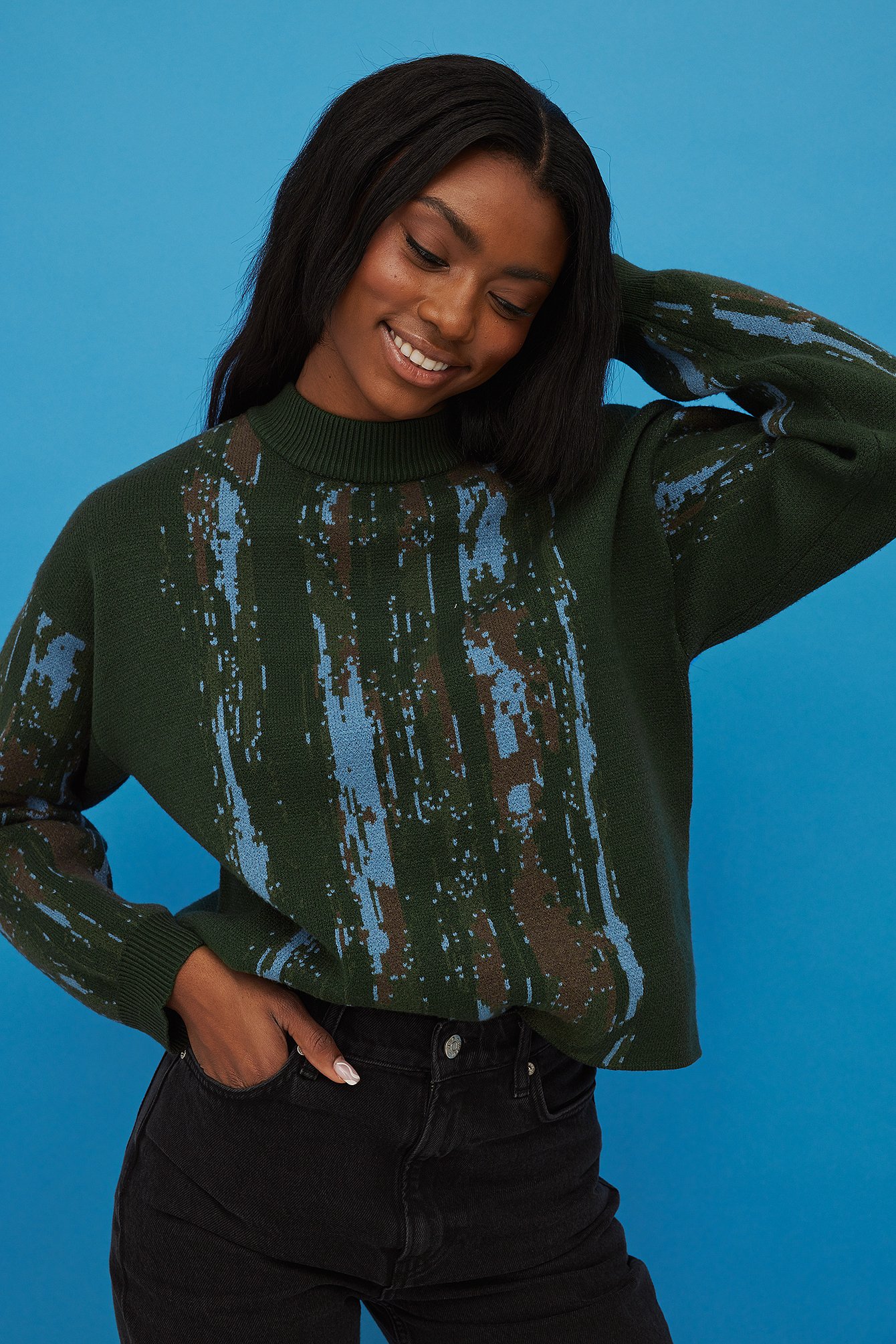 Green Woods Jacquard Knitted Sweater