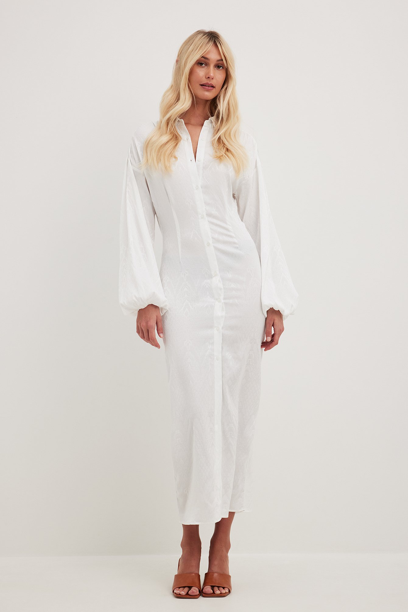 Jacquard Midi Dress White