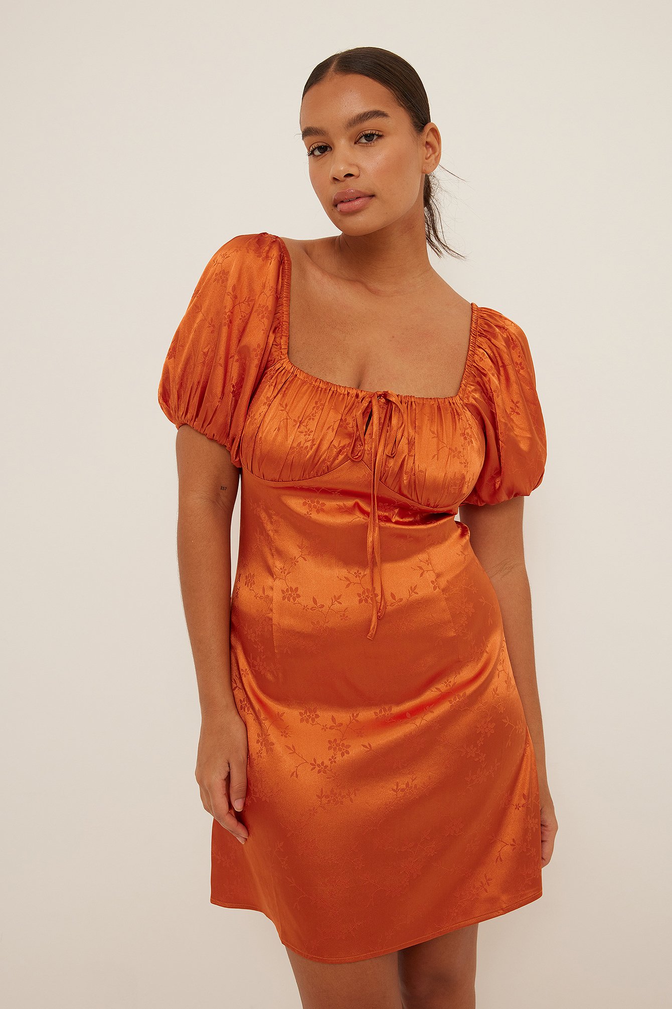 Rust Jacquard Satin Mini Dress