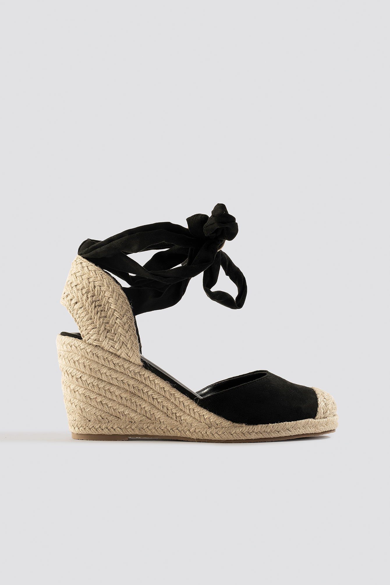 Jute Wedge Heel Sandals Black